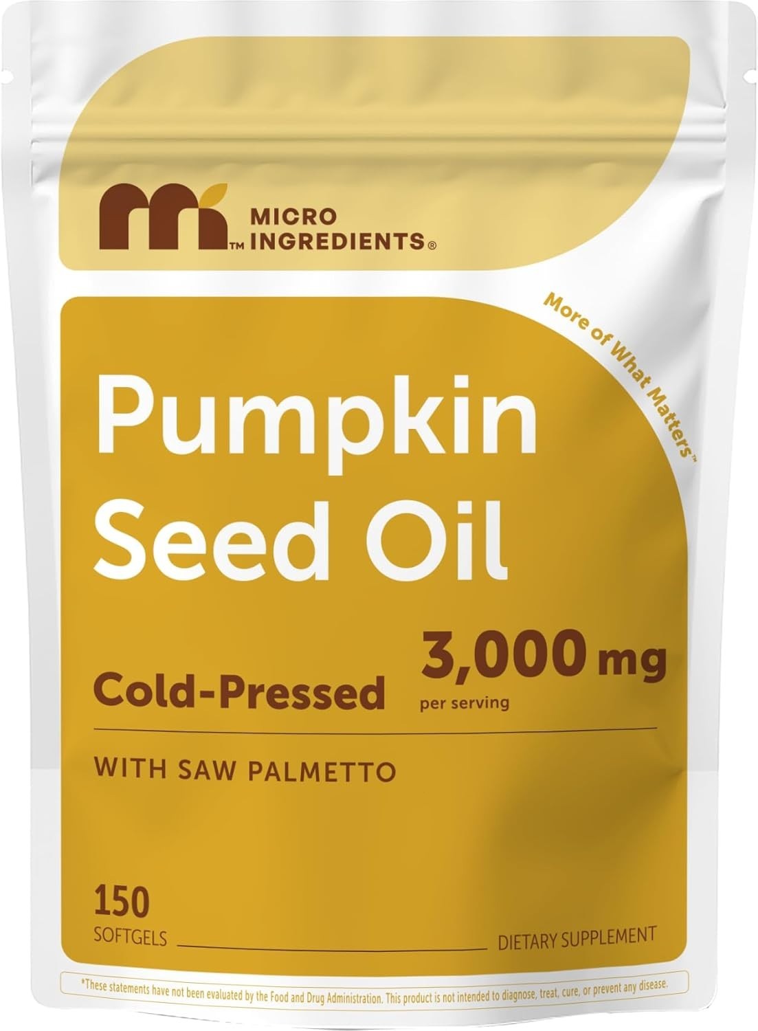 Micro Ingredients Pumpkin Seed Oil Saw Palmetto 150 Softgels GF Vegan Friendly