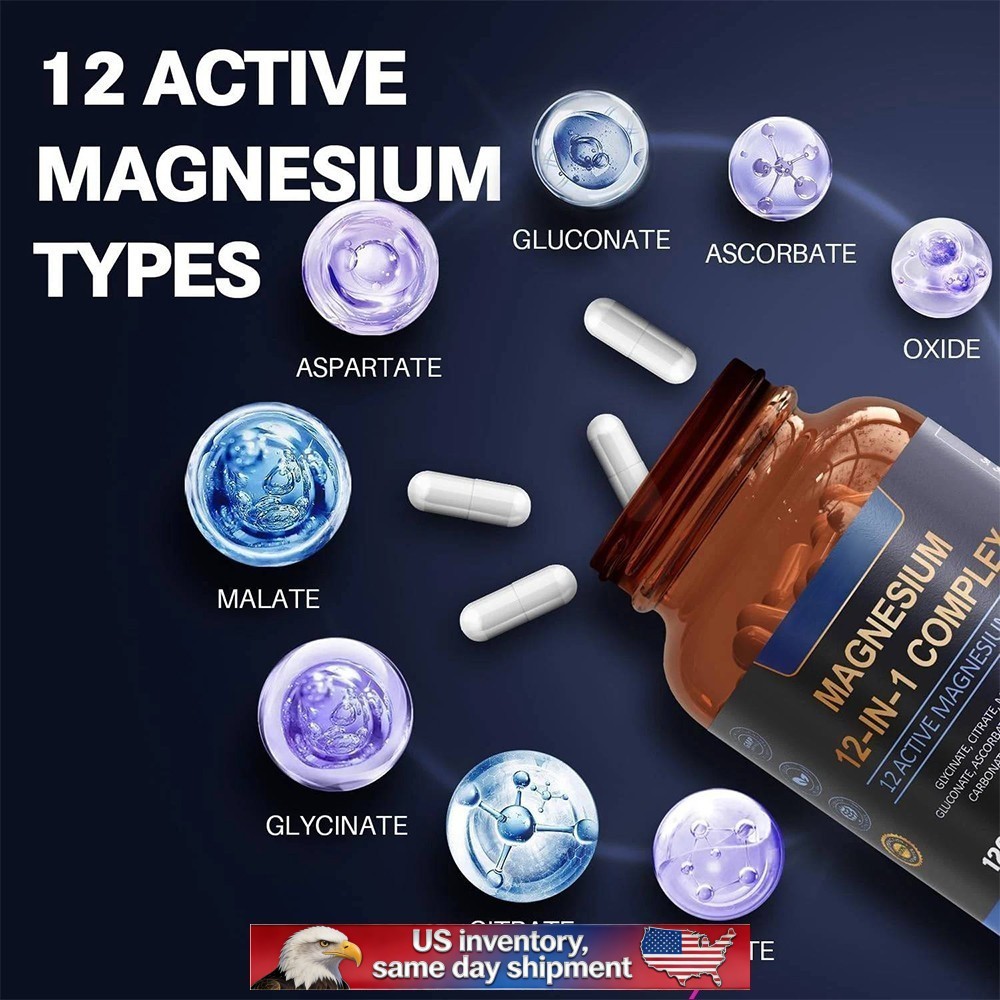 1-3 PACK Magnesium Complex 700mg 12 in 1 Magnesium Supplement with 120 counts-+