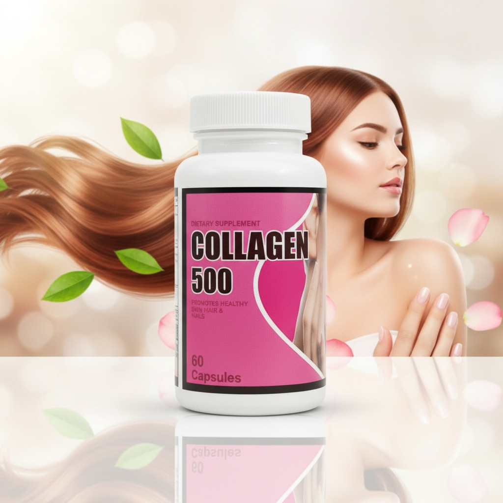 Collagen 500 mg Capsules Skin Hair Nails Support 60 Capsules Anti Aging Unisex