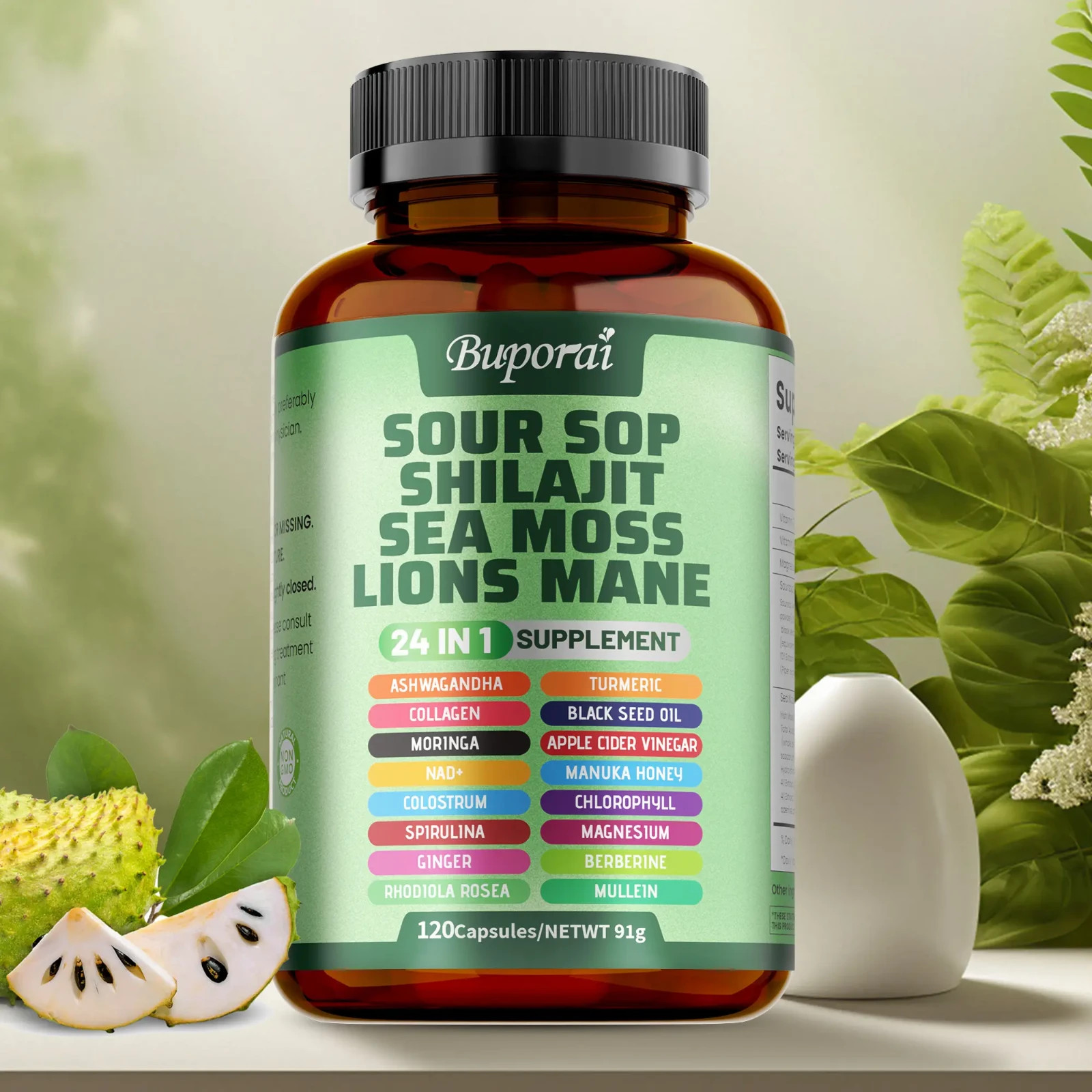 24 in 1 Soursop Complex Capsules Antioxidant Whole Body Wellness 60 Day Supply