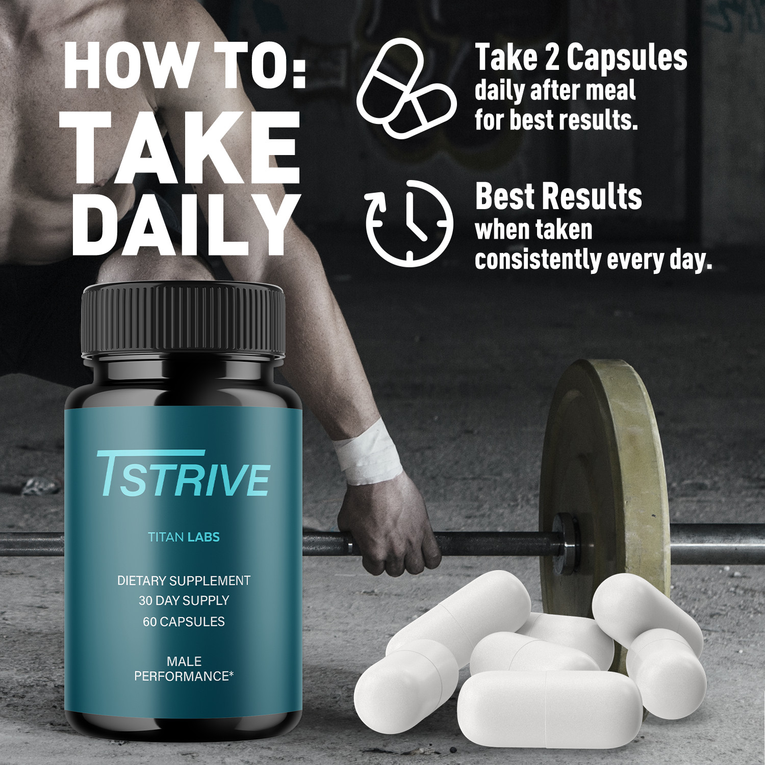 (3 Pack) Tstrive Advanced Male Support Performance Supplement 180 Capsules