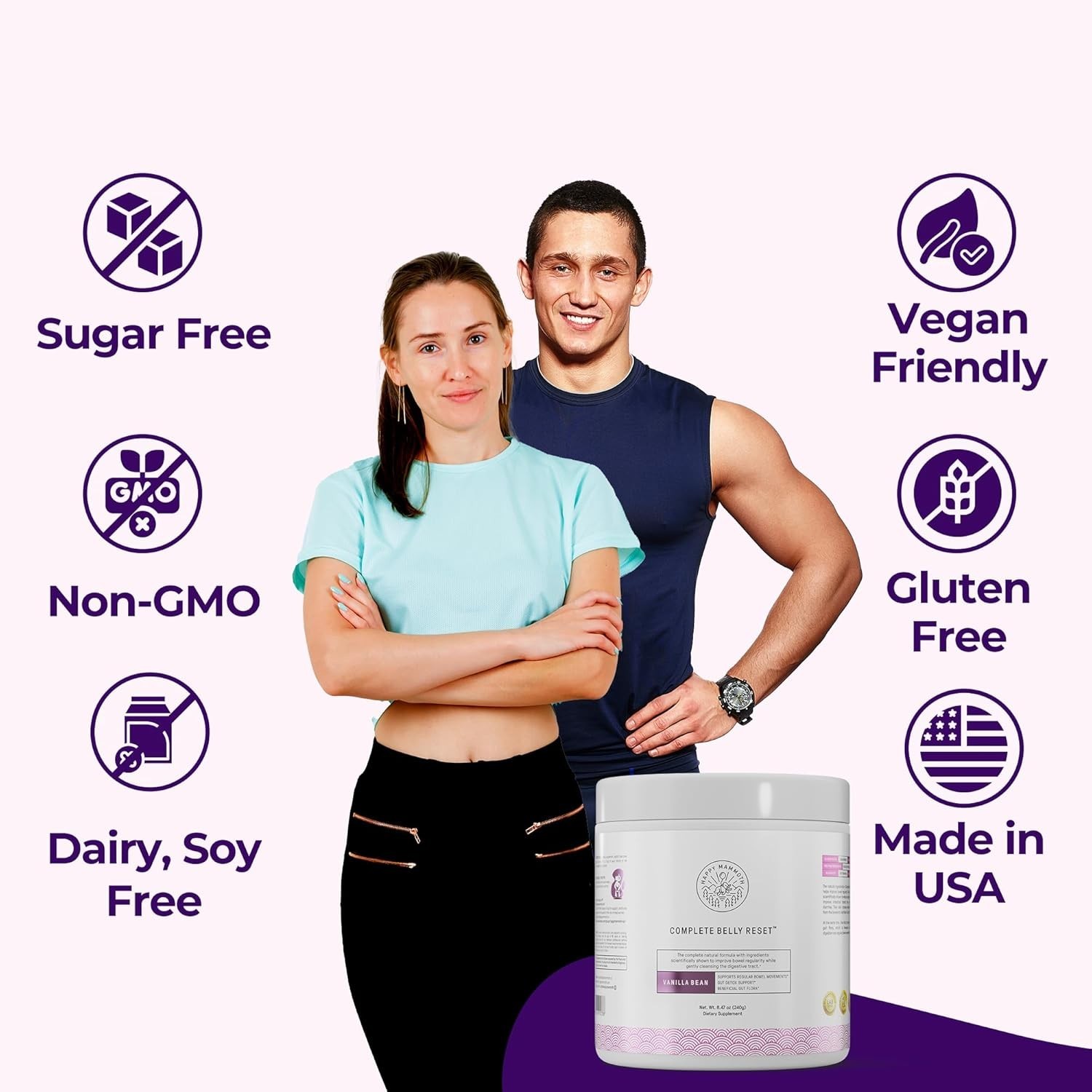 Happy Mammoth Complete Belly Reset Digestive Health Supplement Powder – Vanilla