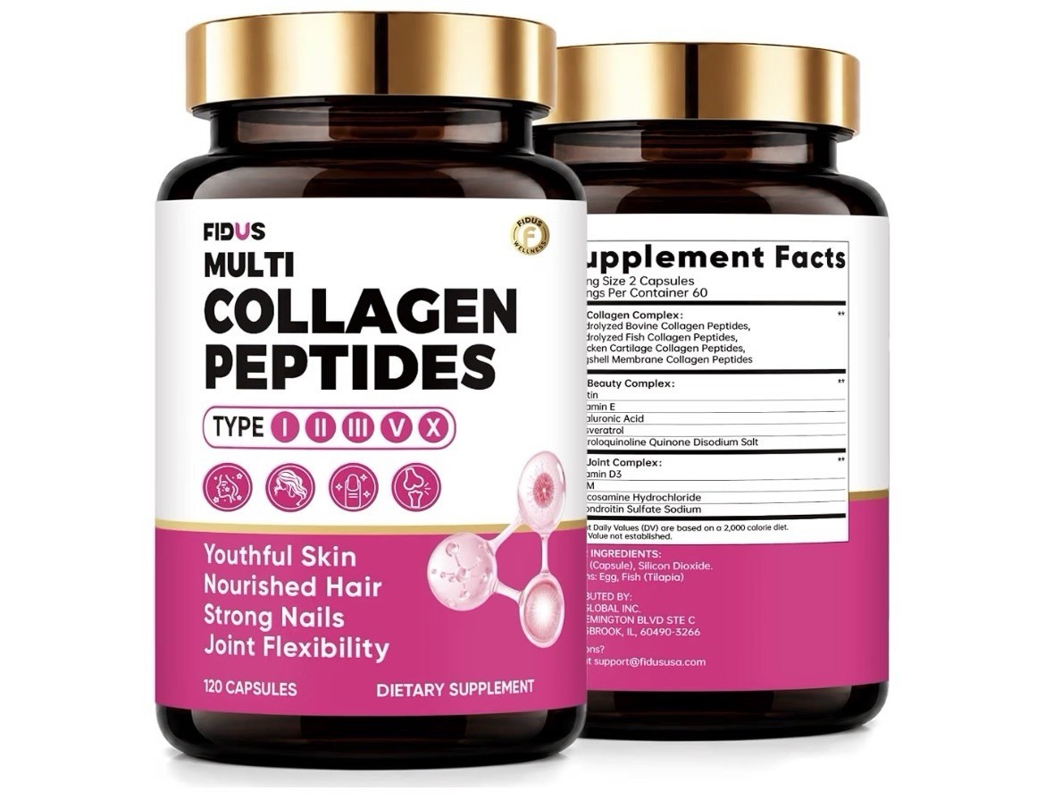 Multi Collagen Peptides Capsules w/ Biotin Hyaluronic Acid MSM 120 Capsules
