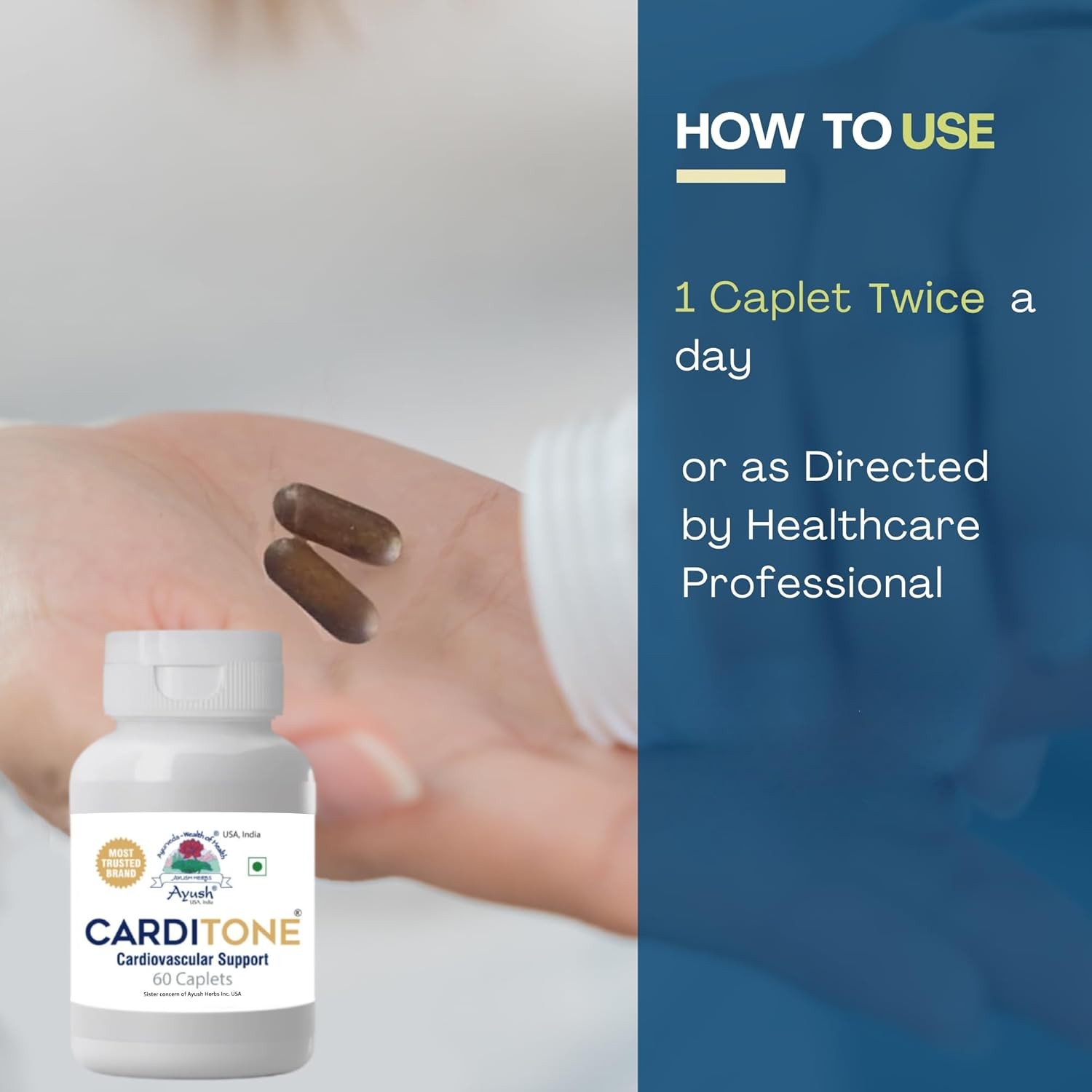 Carditone Ayush Herbs 60 caplet for Cardiovascular & Hypertension Support