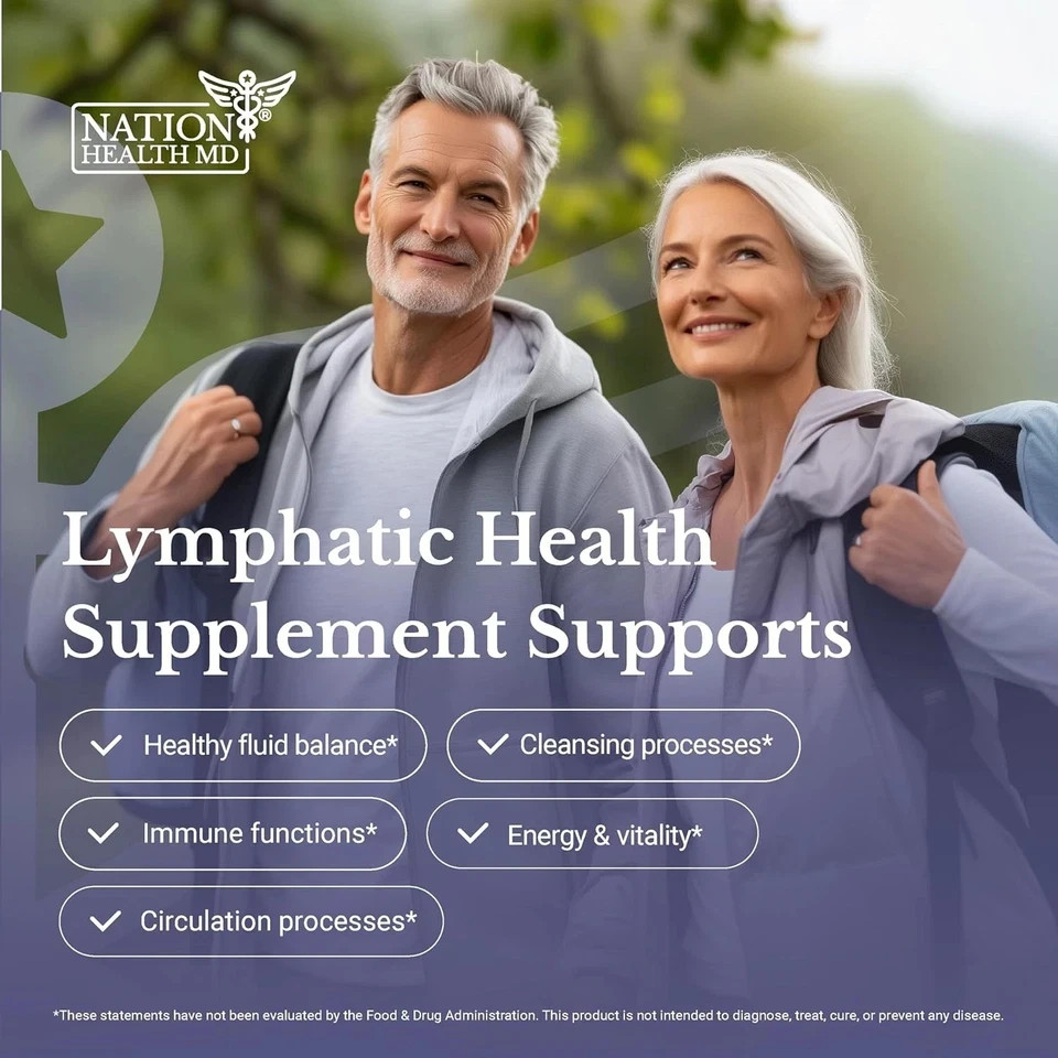 3Packs Nation Health Lymph MD Lymphatic Drainage Supplement Lymph System Health