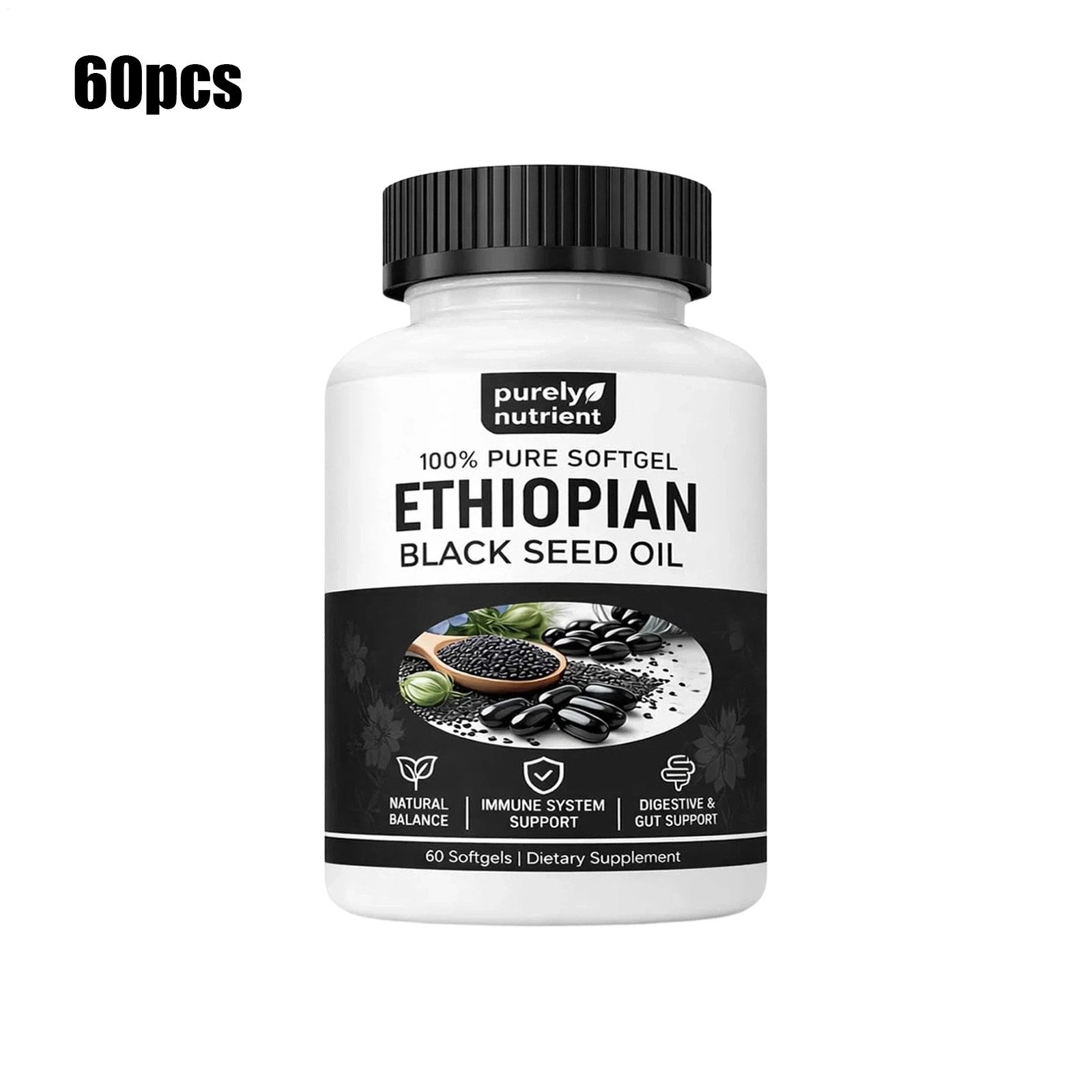 60 Count Black Seed Oil Softgels Daily Herbal Nutritional Dietary Supplement