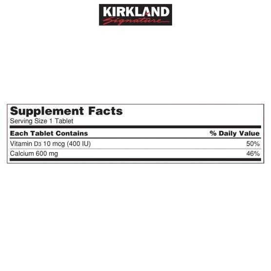 Kirkland Signature Calcium 600 mg. with Vitamin D3, 500 Tablets – Free Shipping!