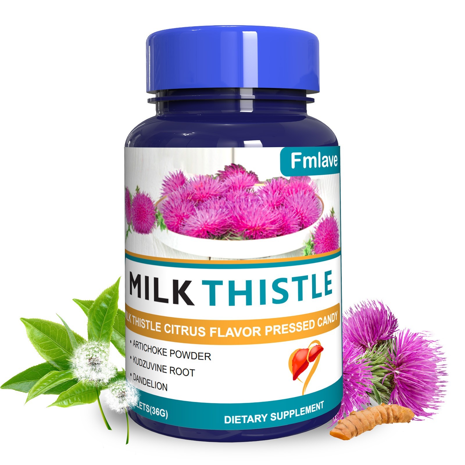 Milk Thistle Liver Support Supplement Herbal with Silymarin Dandelion Root 60ct