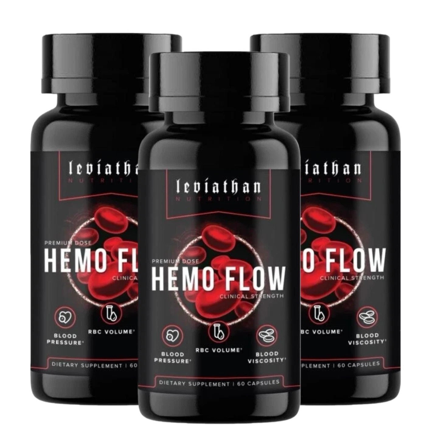 3pcs Leviathan Nutrition Hemo Flow Supplement with Nattokinase for Nitric Oxide