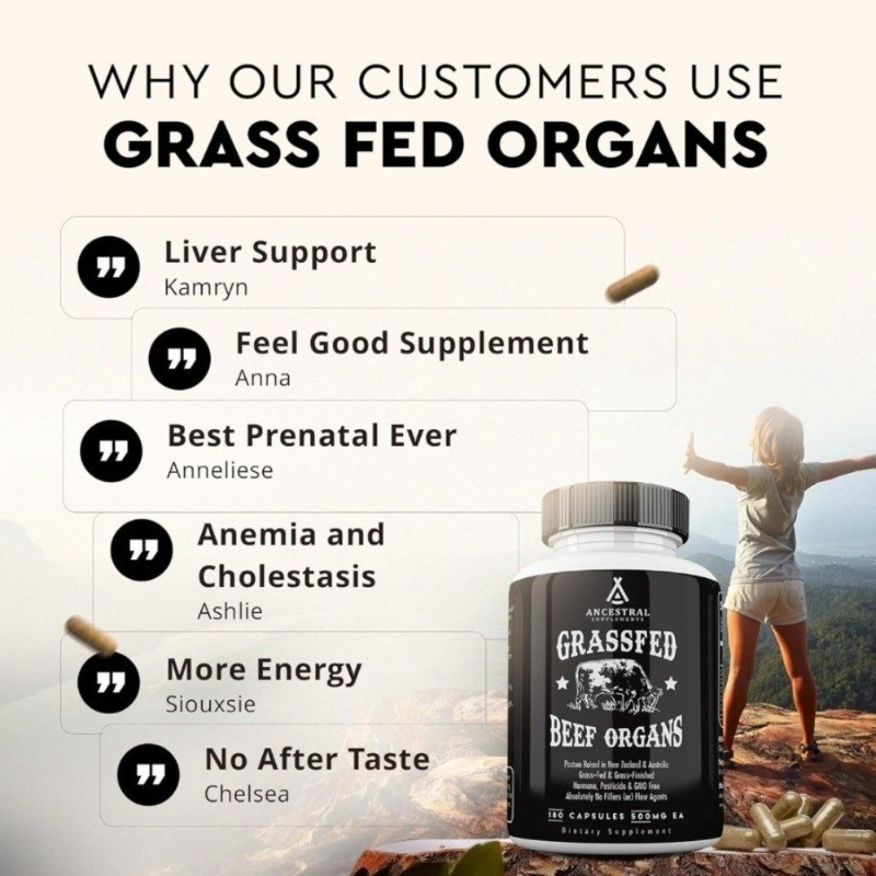 2 bottles of ancestral supplements,grass fed beef organ supplements,180capsules-