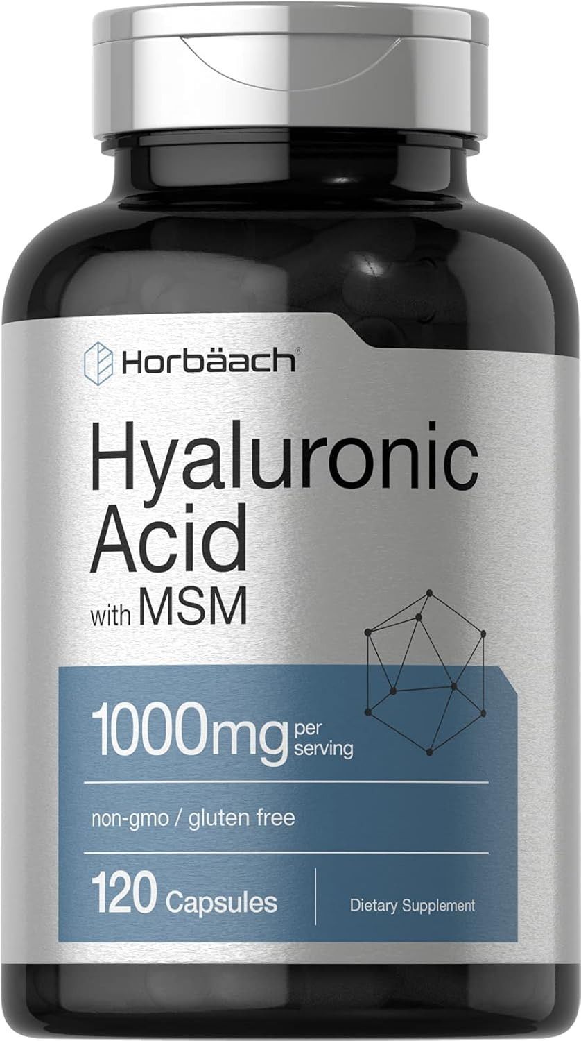 Hyaluronic Acid with MSM | 1000 mg | 120 Capsules | Non-GMO |Free Shipping