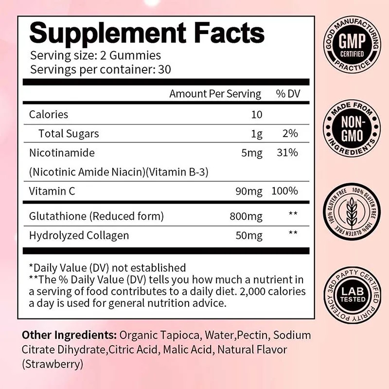Glutathione Collagen 60pcs,Anti-aging, Brightens Skin Tone, Lightens Dark Spots