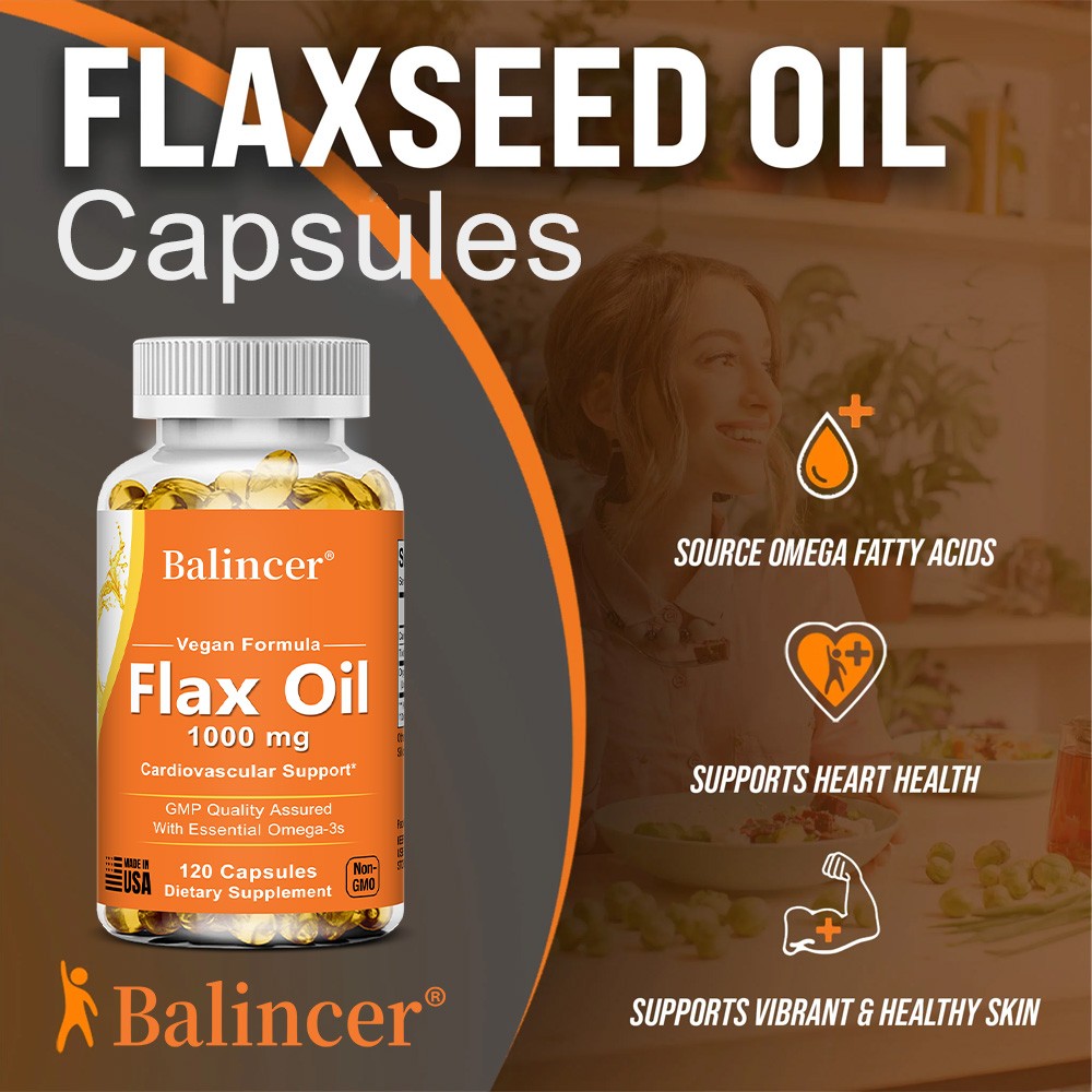 Flaxseed oil 1000mg capsules (30/60/120 pack) With Essential Omega-3s
