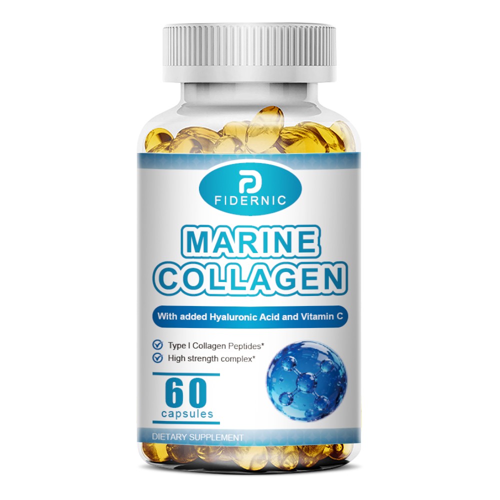 1/2/3 Bottle Marine Collagen Type I Peptides Hyaluronic Acid Vitamin C 60 Count