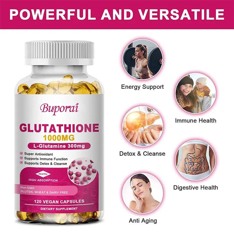 Glutathione 120pcs, Whitening, Anti-Aging, Liver Health, Natural Detoxification
