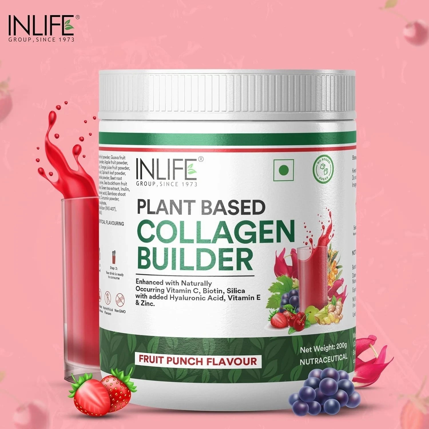 INLIFE Collagen Builder Supplements For Women and Men 200g (Fruit Punch) D193