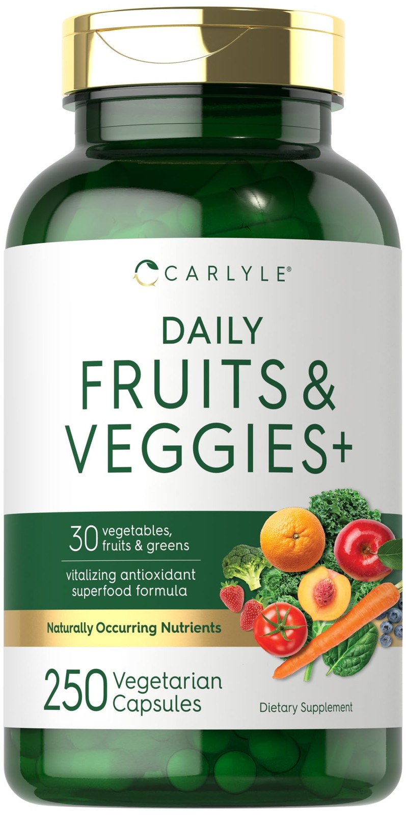 Carlyle Fruits and Veggies Supplement | 250 Capsules | 250 Count (Pack of 1)