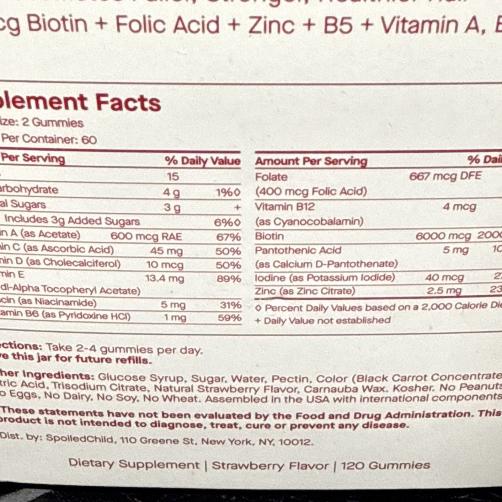 2x Spoiled Child L30 Biotin & Multi-Vitamin 240 Hair Gummies New in box