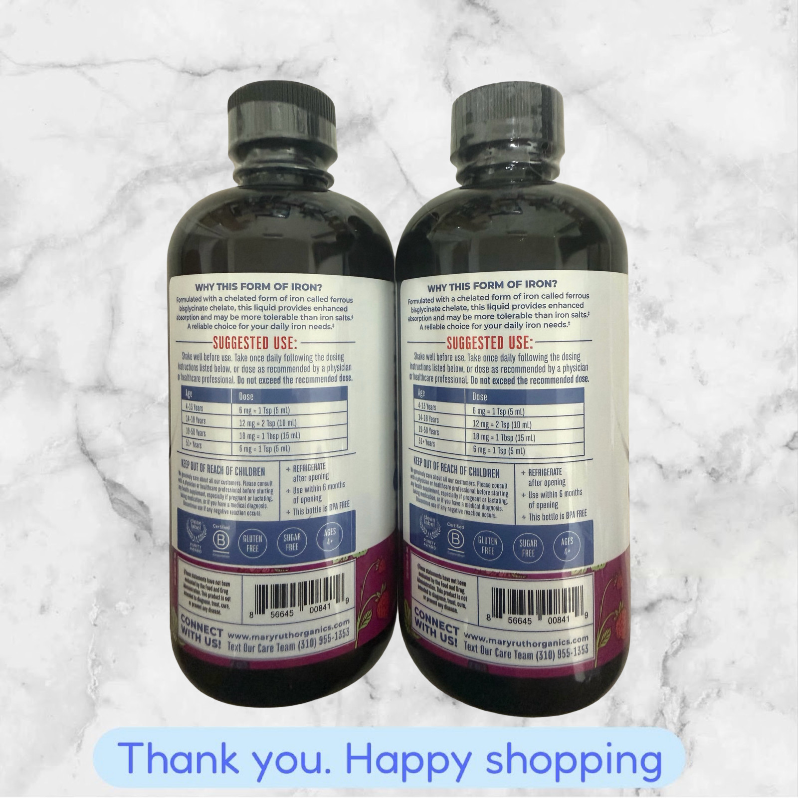 FOR 2 Mary Ruth’s Vegan Liquid Iron 15.22fl oz Each Dietary Suppliment New Ship
