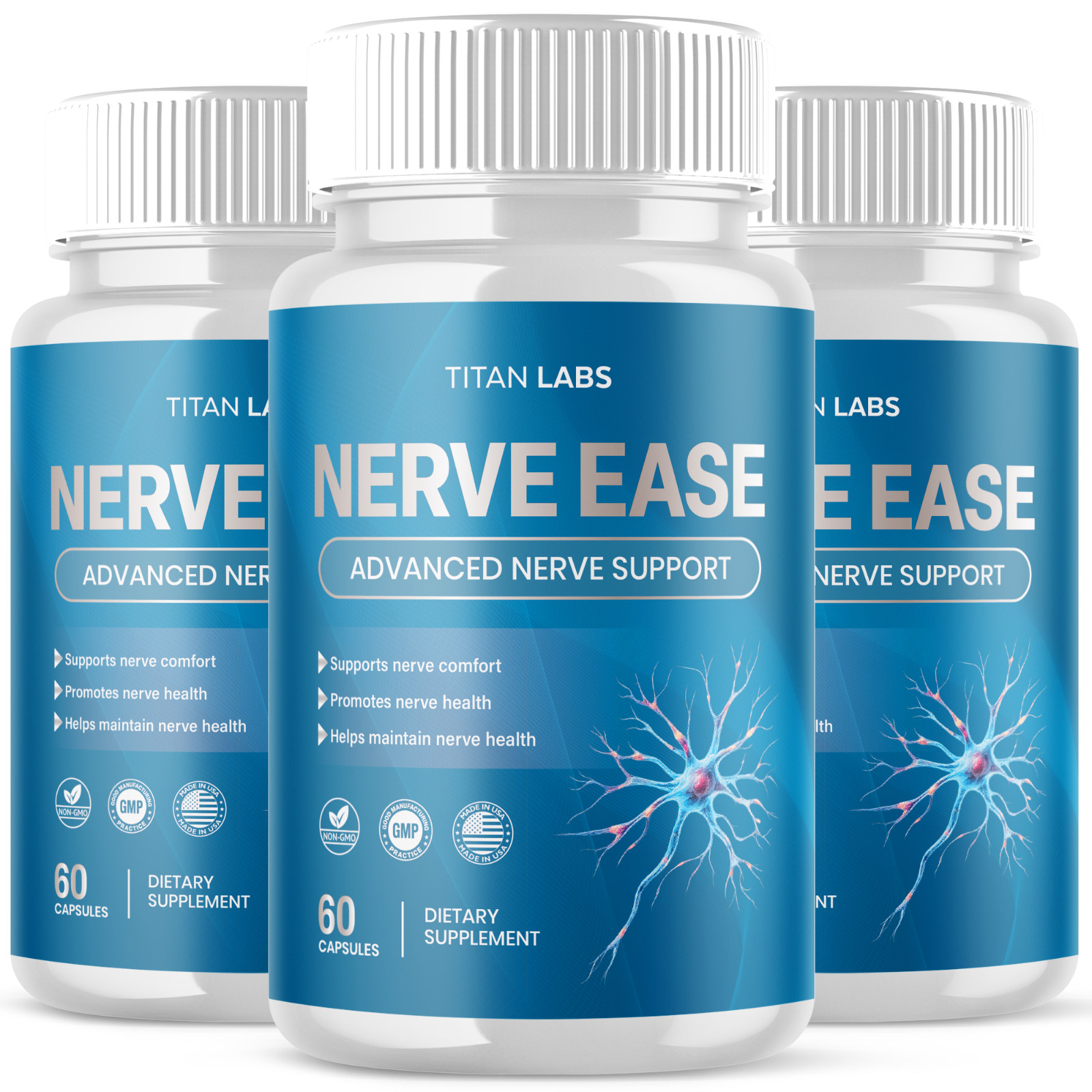 (3 Pack) Nerve Ease Nootropic Nerve Support Max Supplement NerveEase 180 Capsule