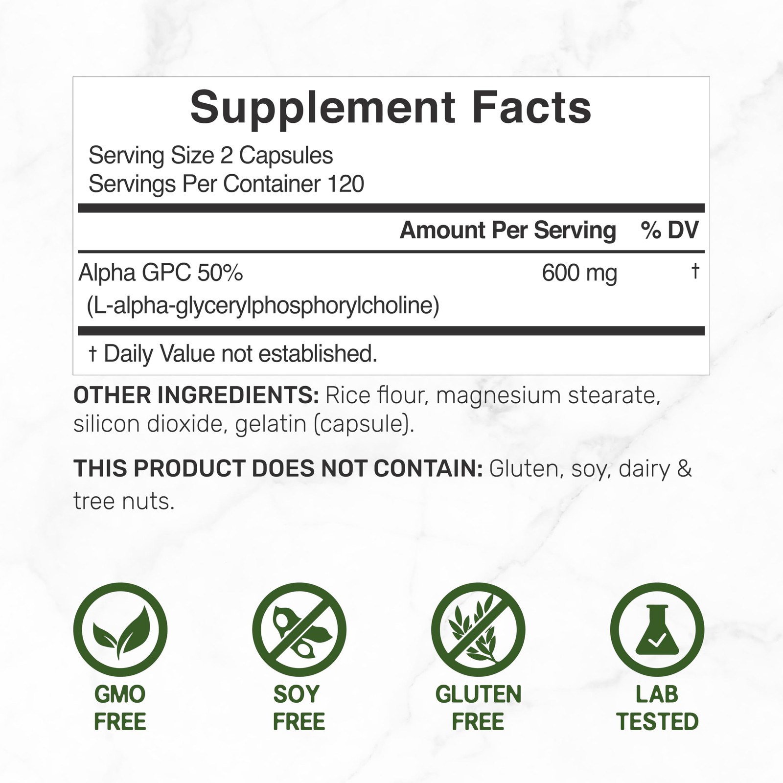 DEAL SUPPLEMENT Alpha GPC 600 mg Per Serving, 240 240 Count (Pack of 1)