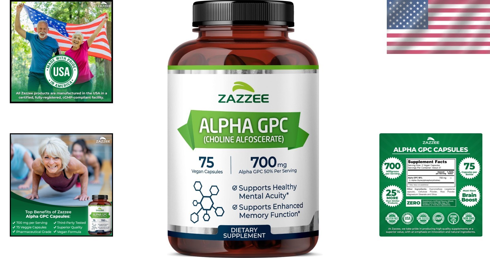 Pure Pharmaceutical Grade Alpha GPC 700 mg – Non-GMO, Capsules, 75 Count