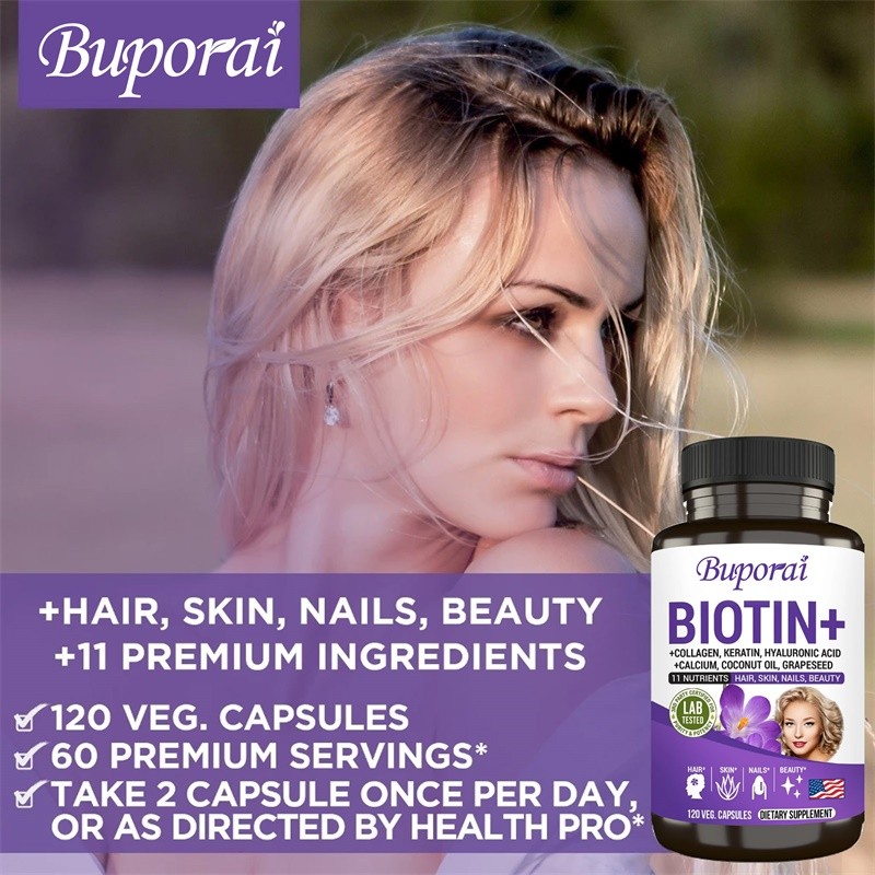 Biotin 120pcs, Anti-aging, Promotes Collagen Production, Reduces fine lines