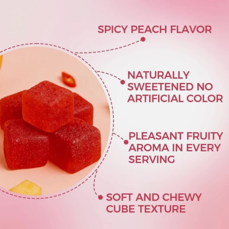 Peach Gummies Spicy Cubes 30 Gummies 1-5 Bag Support for Calm and Relaxation Hot