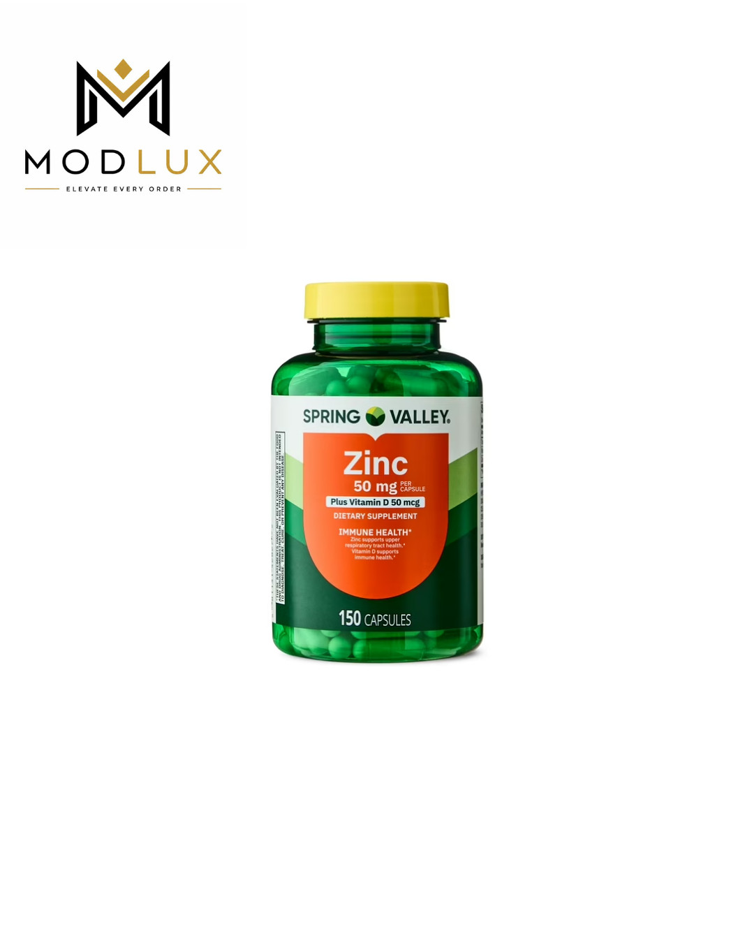 Spring Valley Zinc with Vitamin D 50mg Immune Health Capsules, 150 Count