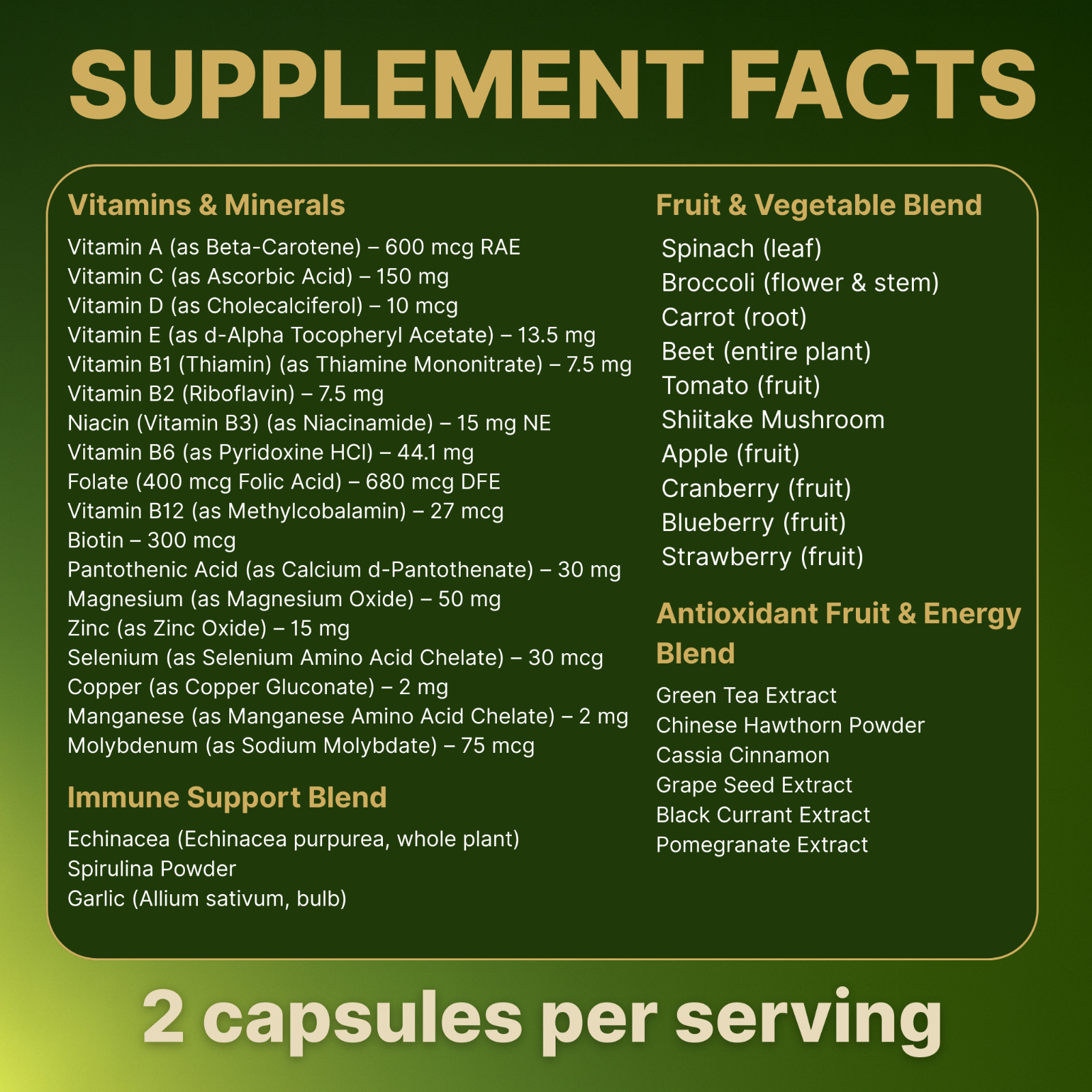 Whole Food Multivitamin for Women 50+ – 90 Vegan Capsules, 45 day supply