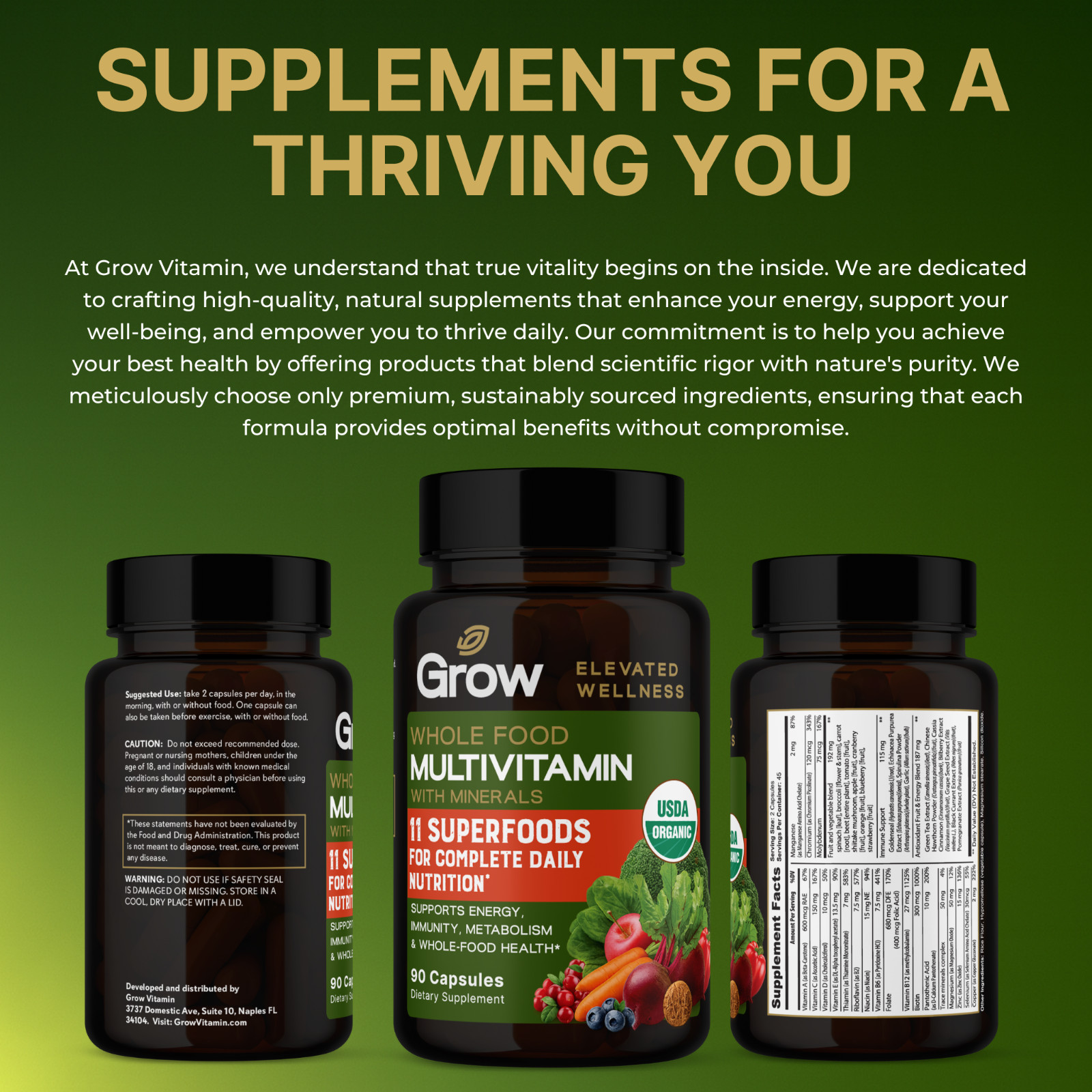 Whole Food Multivitamin for Women 50+ – 90 Vegan Capsules, 45 day supply