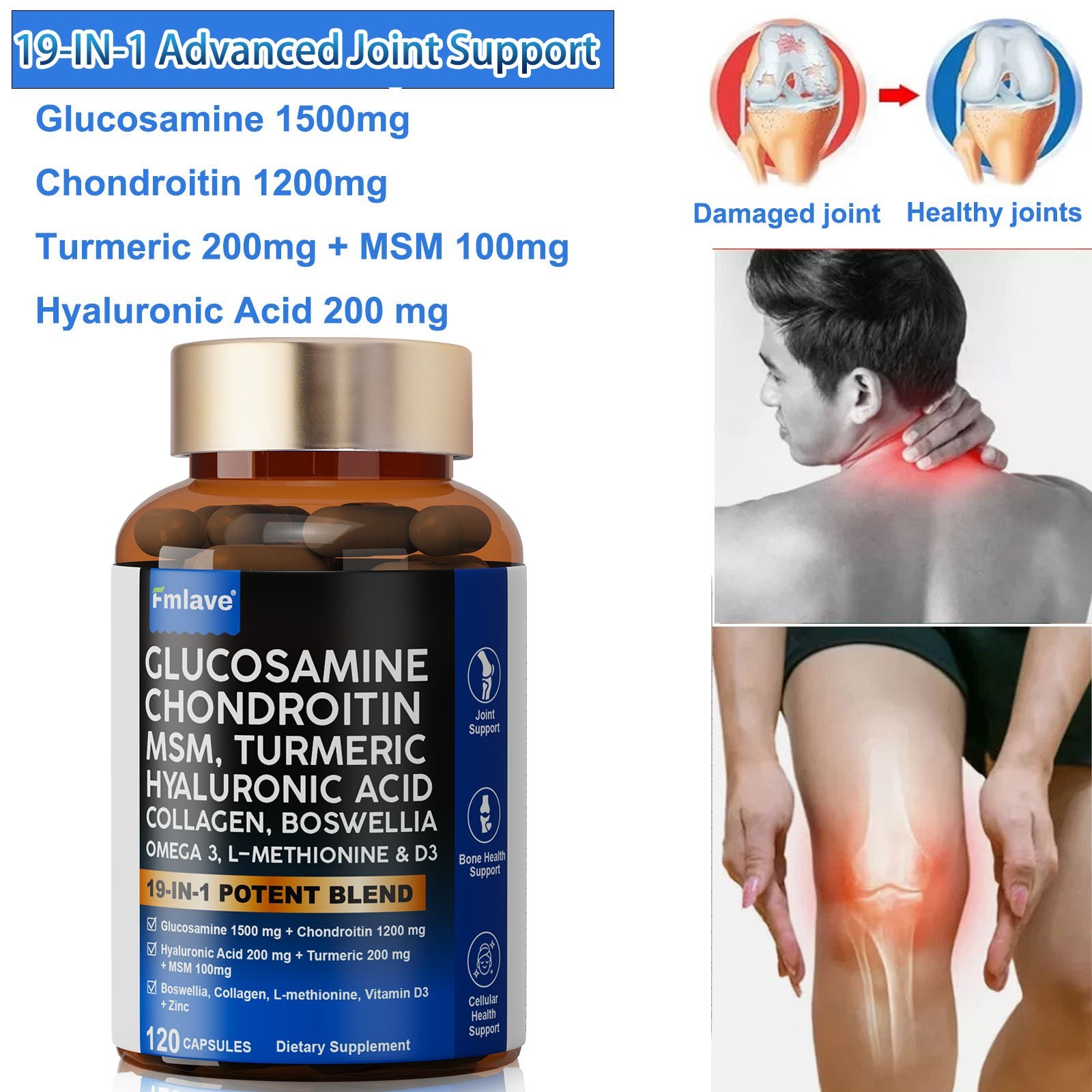Glucosamine Chondroitin Turmeric MSM Triple Strength Joint Support 2800mg 120pcs