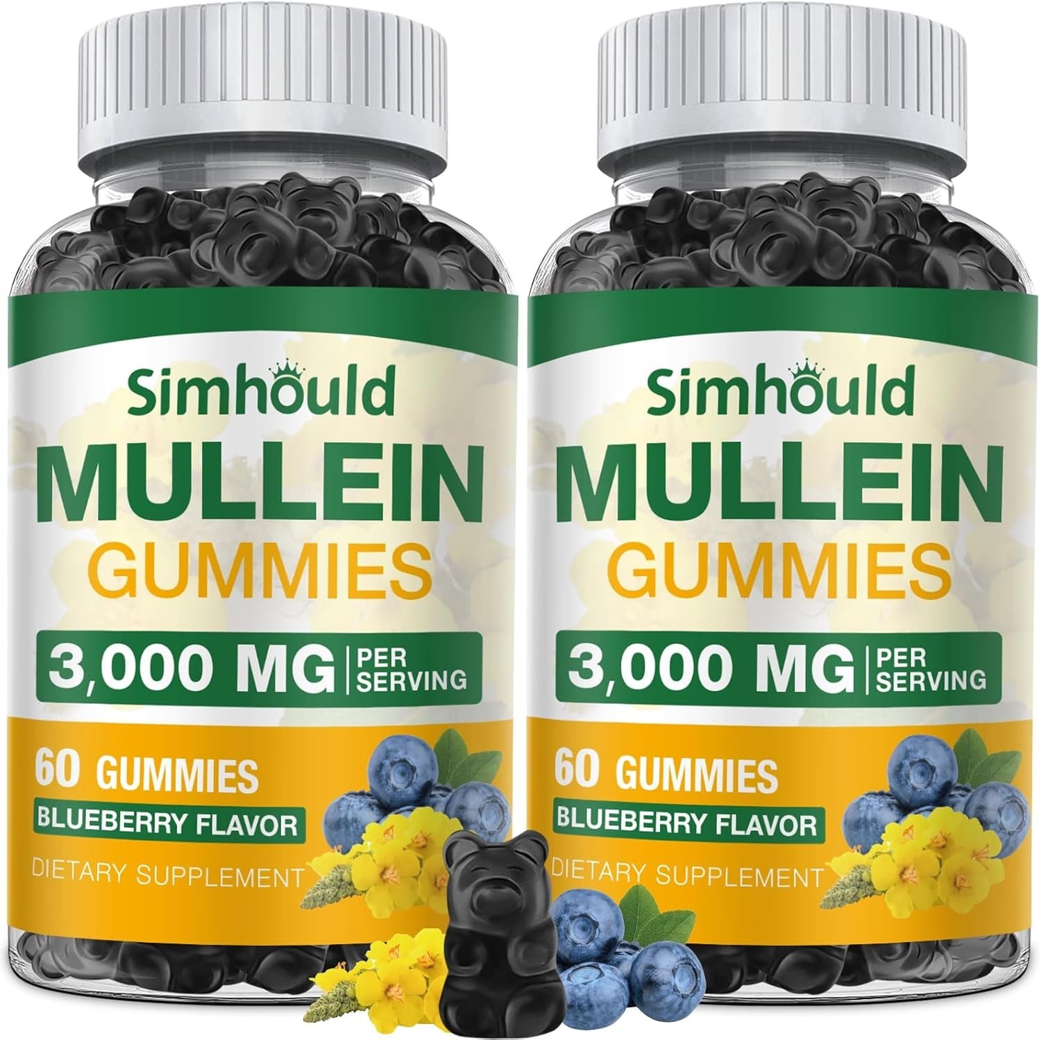 2 Pack Sugar Free 3000MG Mullein Gummies – Lung Cleanse, Mullein Leaf Extract Su