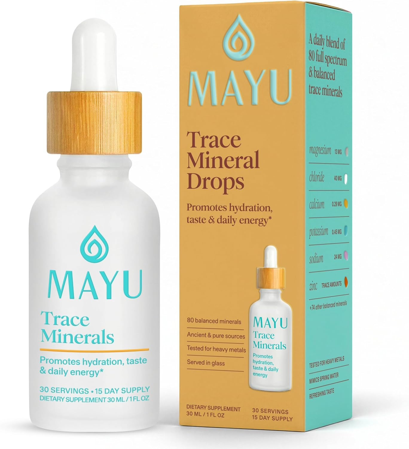 MAYU Trace Mineral Drops – 1 Bottle – 80+ Full-Spectrum Ionic Minerals for Water