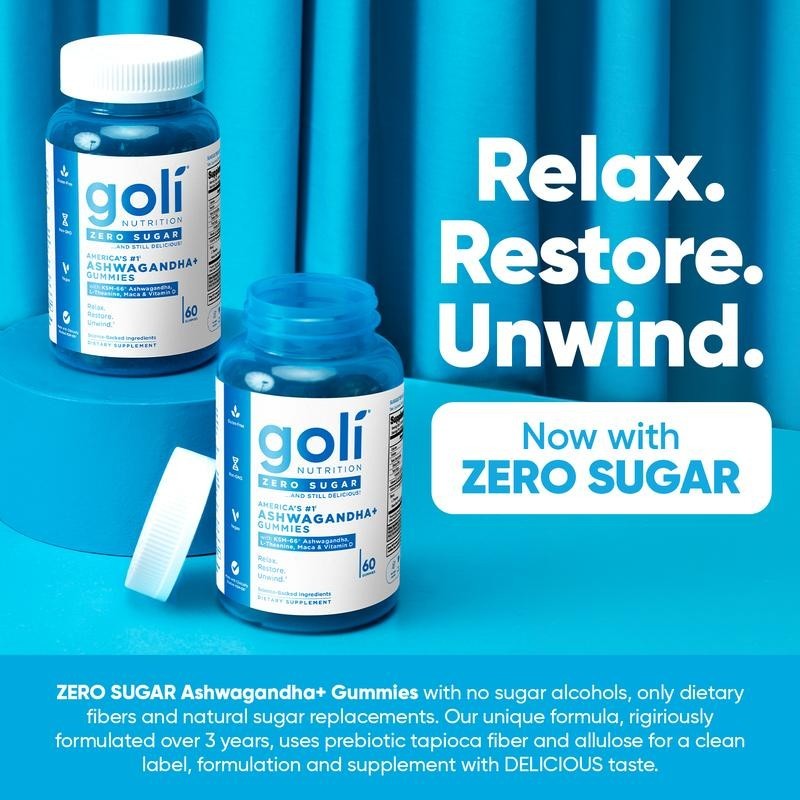 3 Bottles Goli Zero Sugar Best Seller Trio Set Gummies, 60 Counts Per Bottle