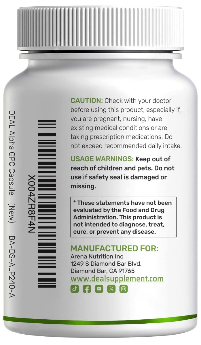 DEAL SUPPLEMENT Alpha GPC 600 mg Per Serving, 240 240 Count (Pack of 1)