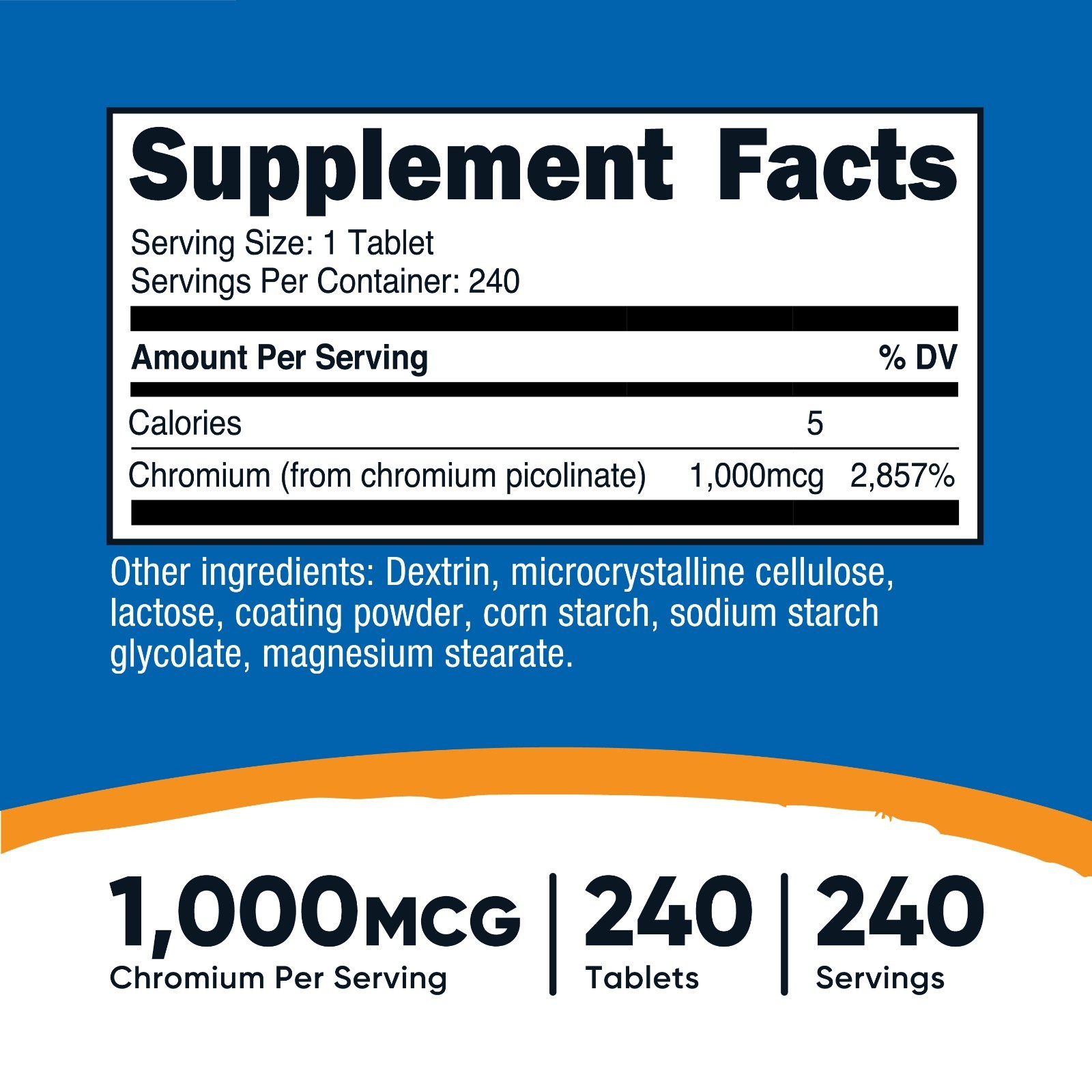 Nutricost Chromium 1000mcg, 240 Tablets – Gluten Free, Non-GMO