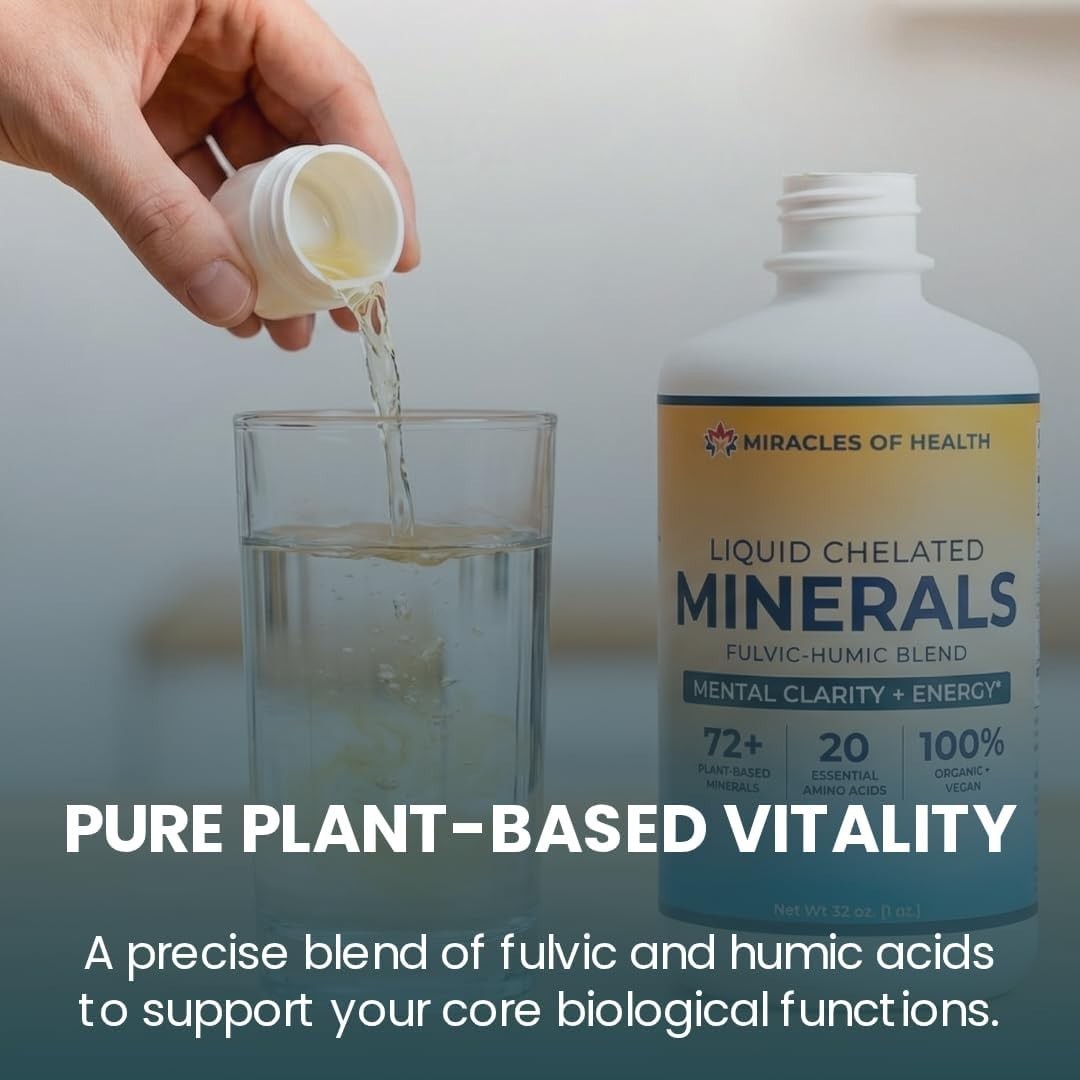Organic Fulvic Humic Liquid Mineral Blend – 72+ Plant-Based Nutrients, 32 fl oz