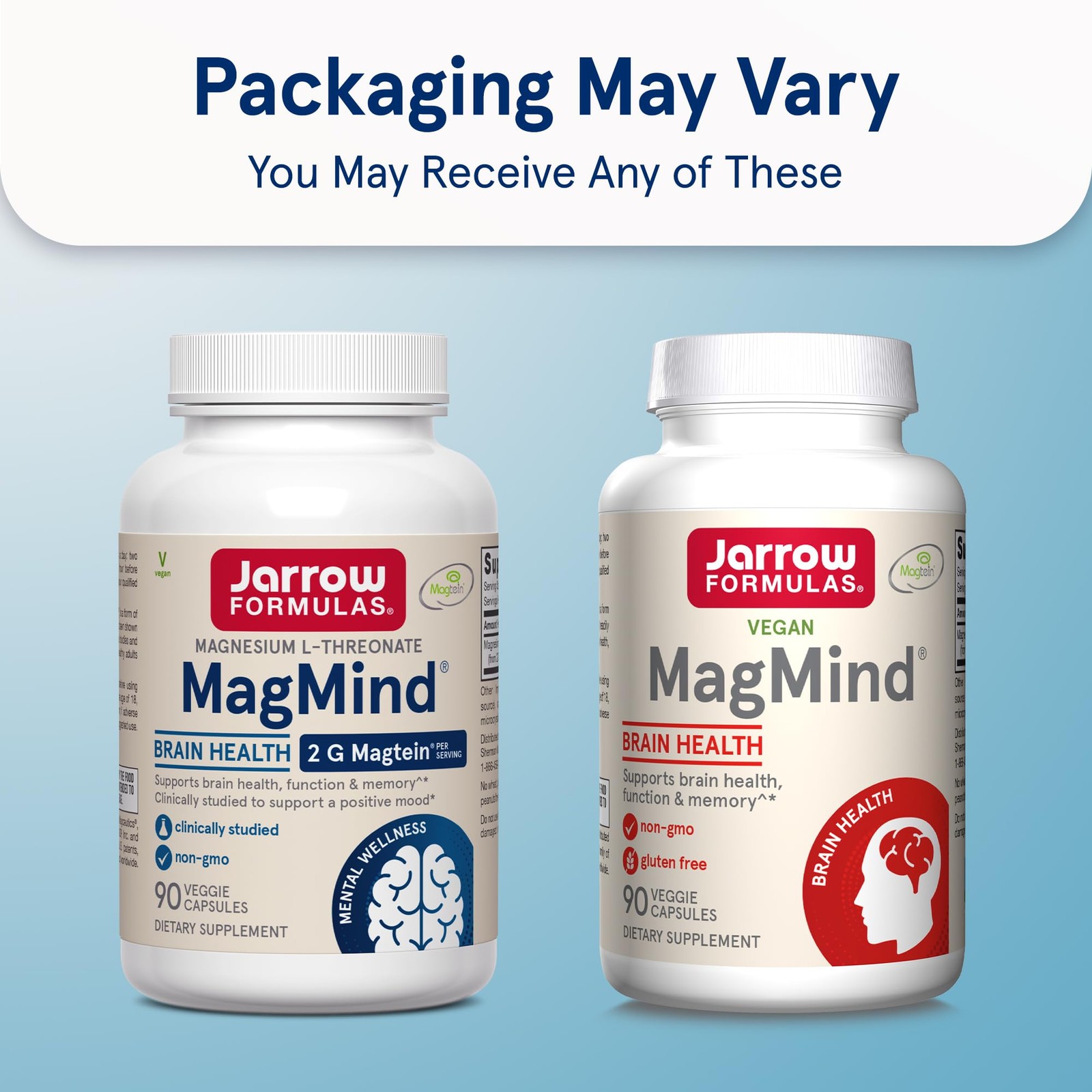 Jarrow Formulas Magnesium L-Threonate, MagMind 90 Count (Pack of 1), White