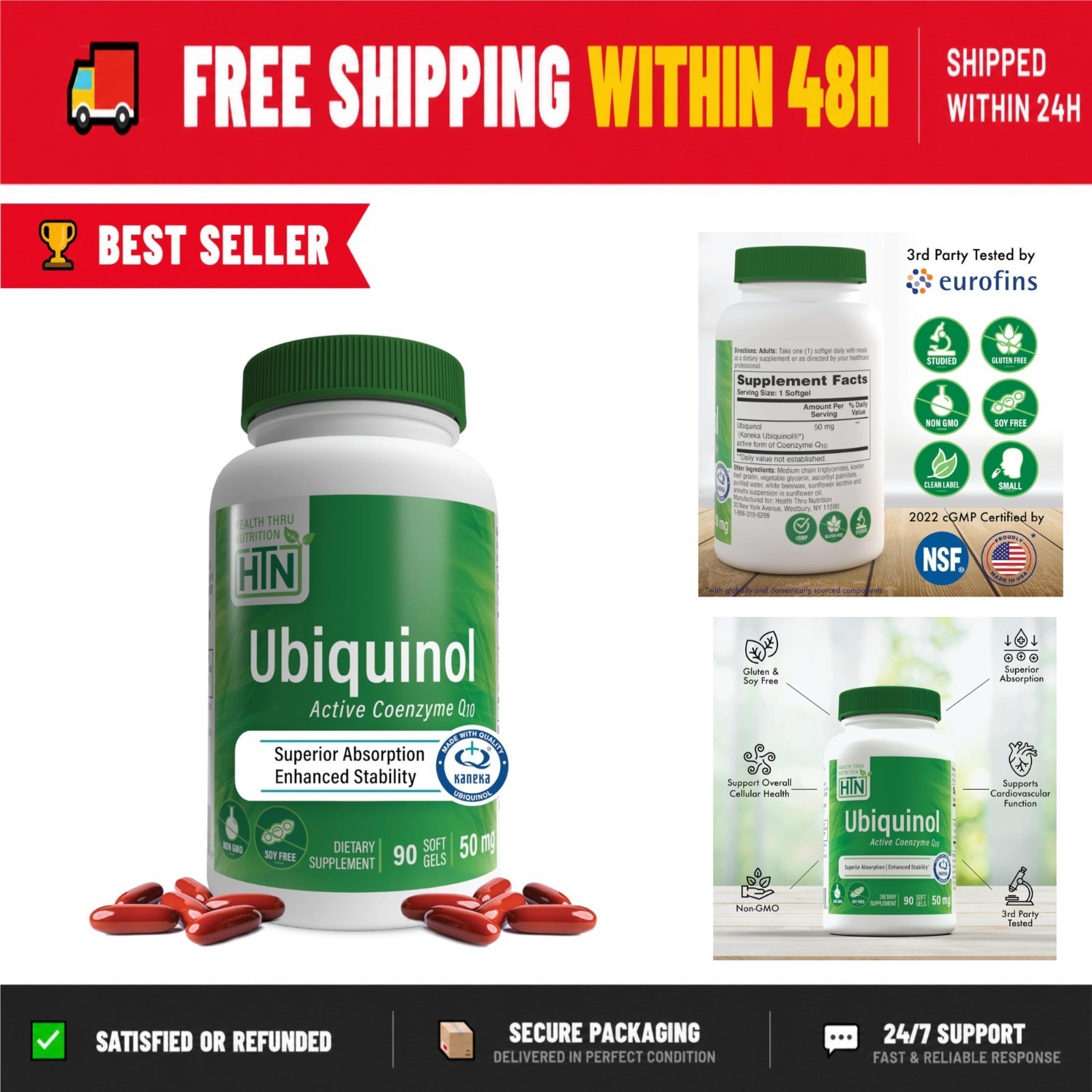 Health Thru Nutrition Ubiquinol 50mg 90 Softgels – Heart Health Support