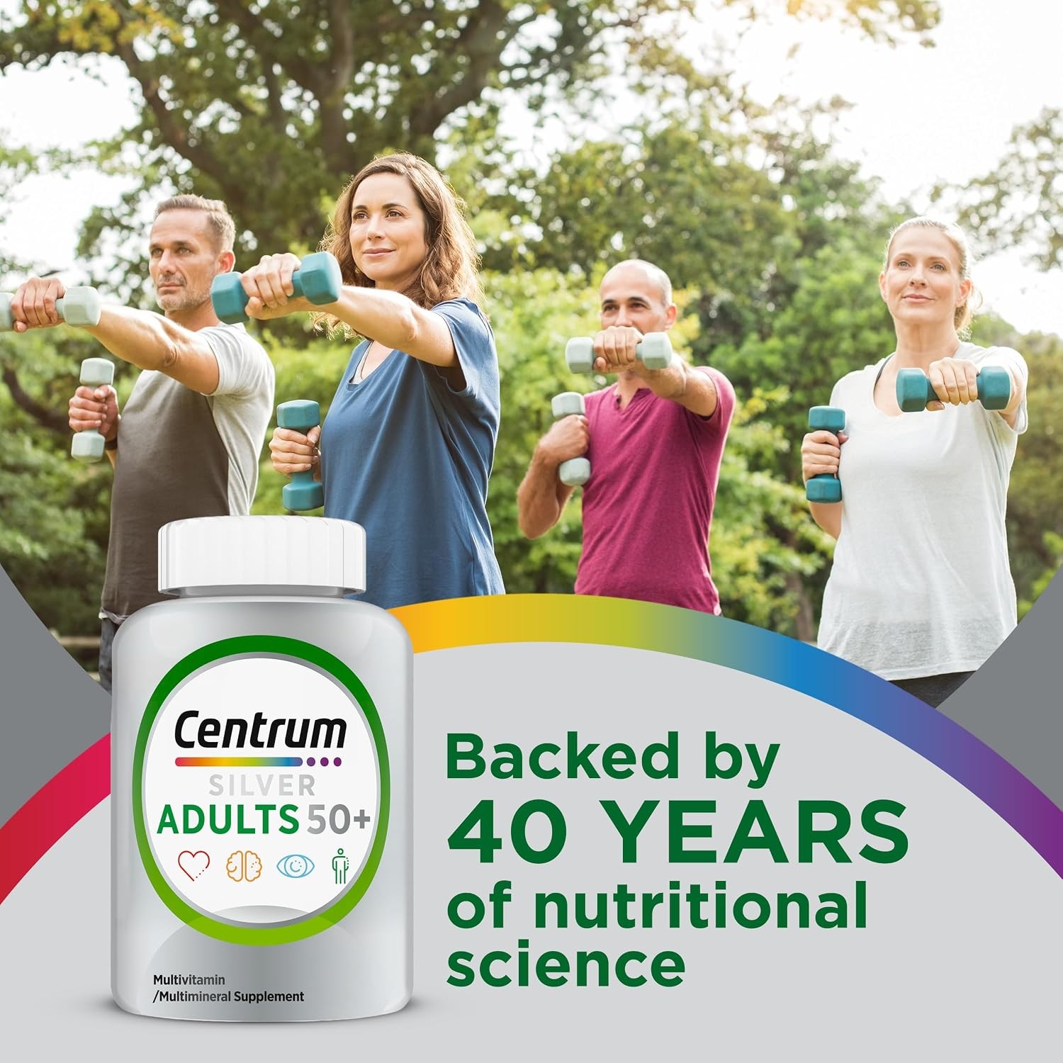 Adult Multivitamin Centrum Silver 220 Tablets for Seniors 50 Plus Vitamins