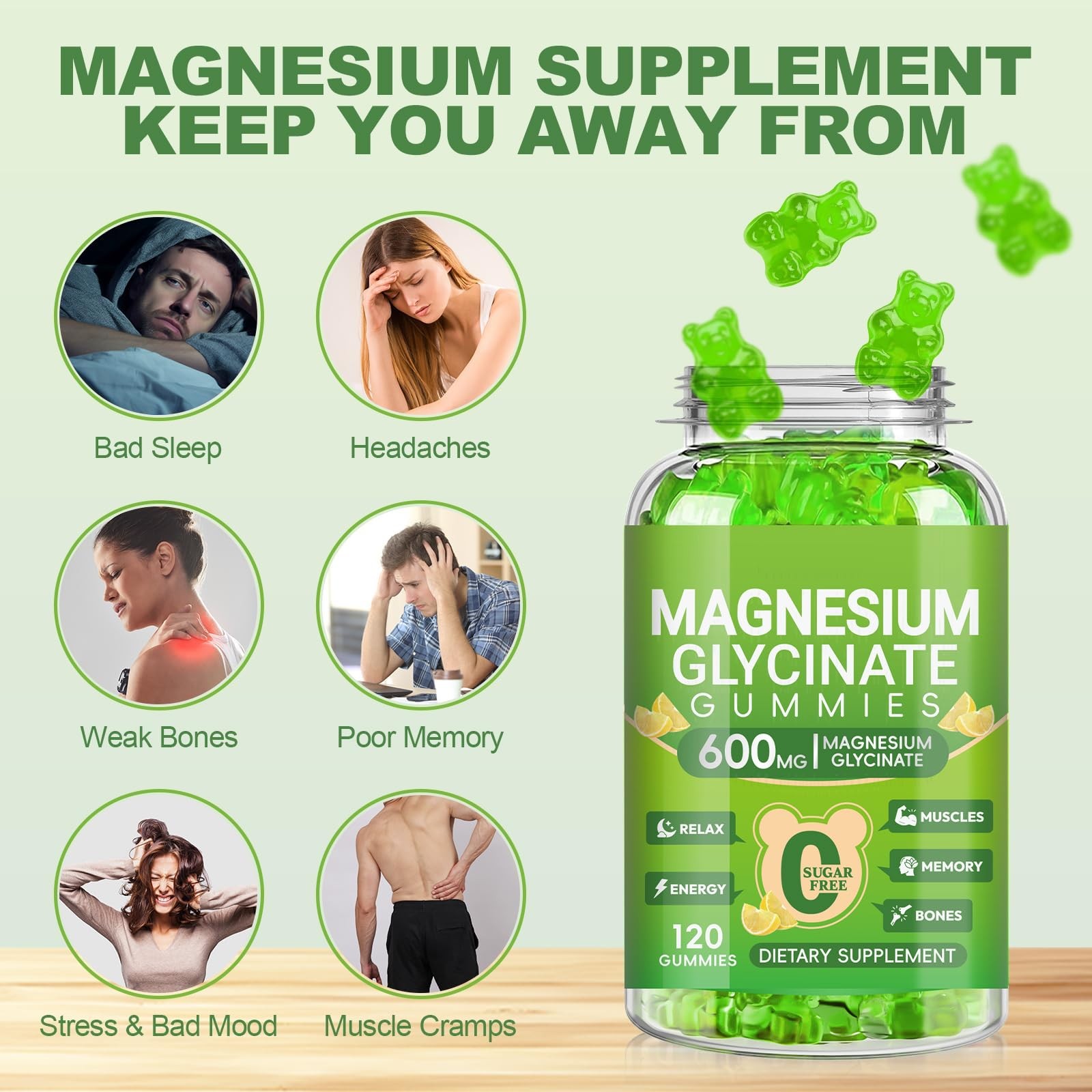 Cytona Magnesium Glycinate Gummies 600Mg Chewable Magnesium Supplements For