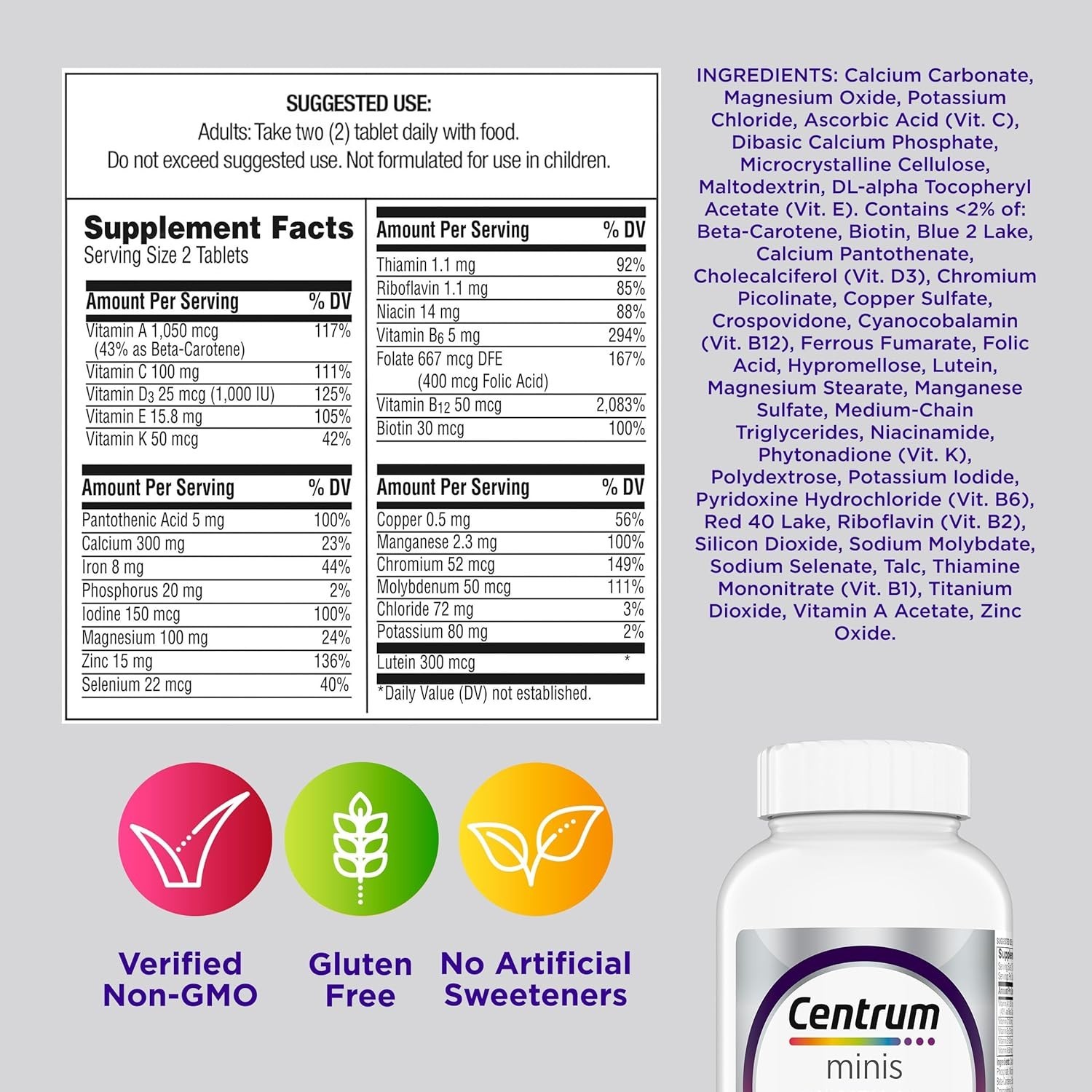 Centrum Minis Silver Women’s Multivitamin for Women 50 280 Count (Pack of 1)
