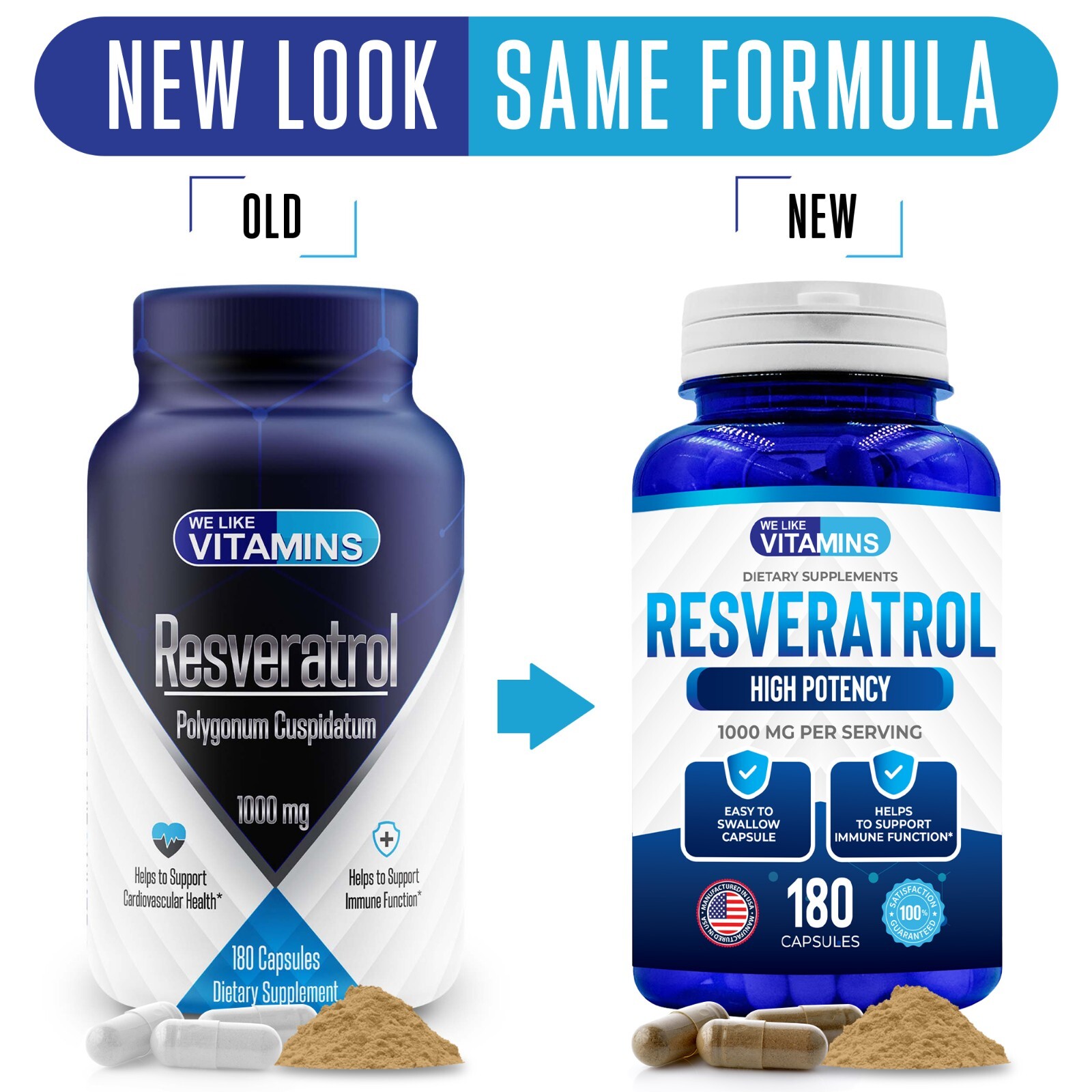 Resveratrol Capsules 1000mg Serving 180 Capsules Anit-Aging and Cardiovascular
