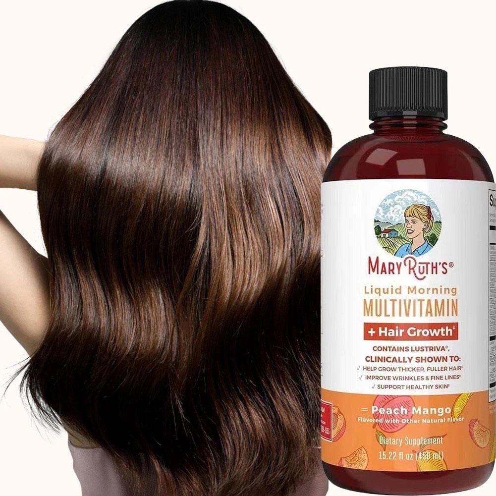 MARYRUTH’S Liquid Morning Multivitamin + Hair Growth, Peach Mango, 30oz. Ex.7/27