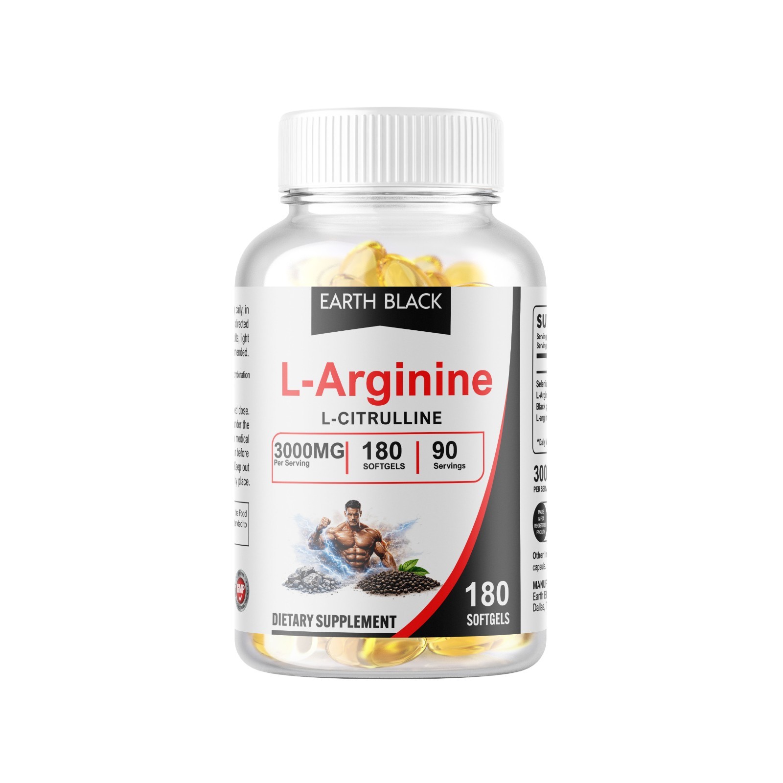L-Arginine L-Citrulline Nitric Oxide Booster 3000mg, 180 Softgels, 90 Servings