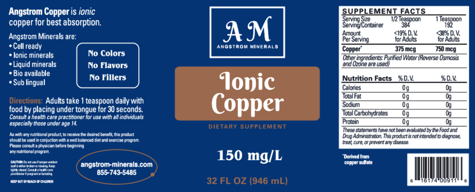 32 oz Angstrom Copper Supplement by Angstrom Minerals