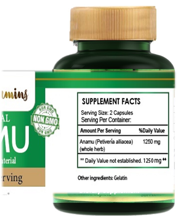 5 X 120 = 600 capsules ANAMU 1250 mg CIRCULATORY SYSTEM LOW SUGAR CONTROL