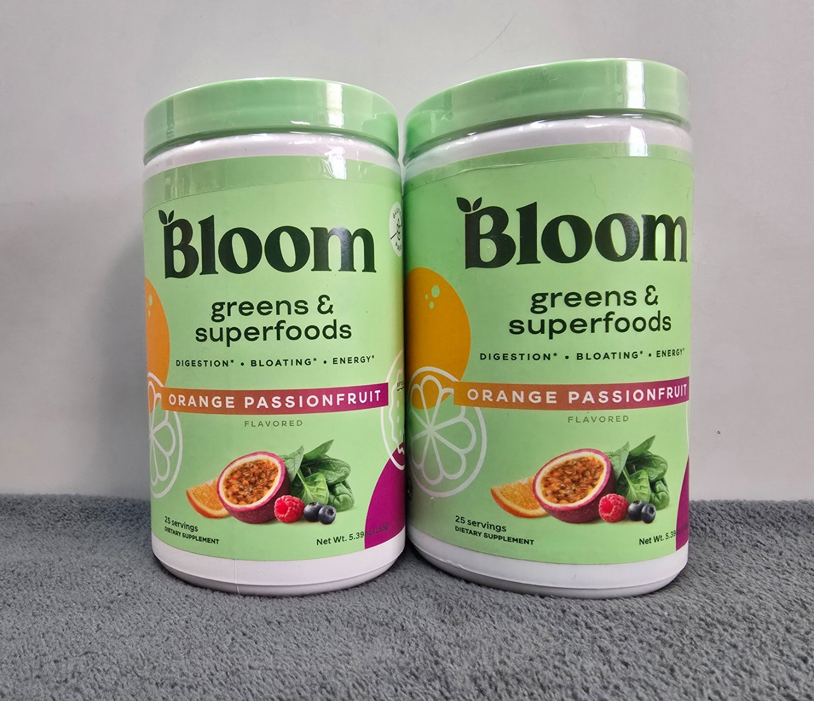 (2) BLOOM NUTRITION Greens and Superfoods Powder – Orange Passion Fruit – 5.39oz