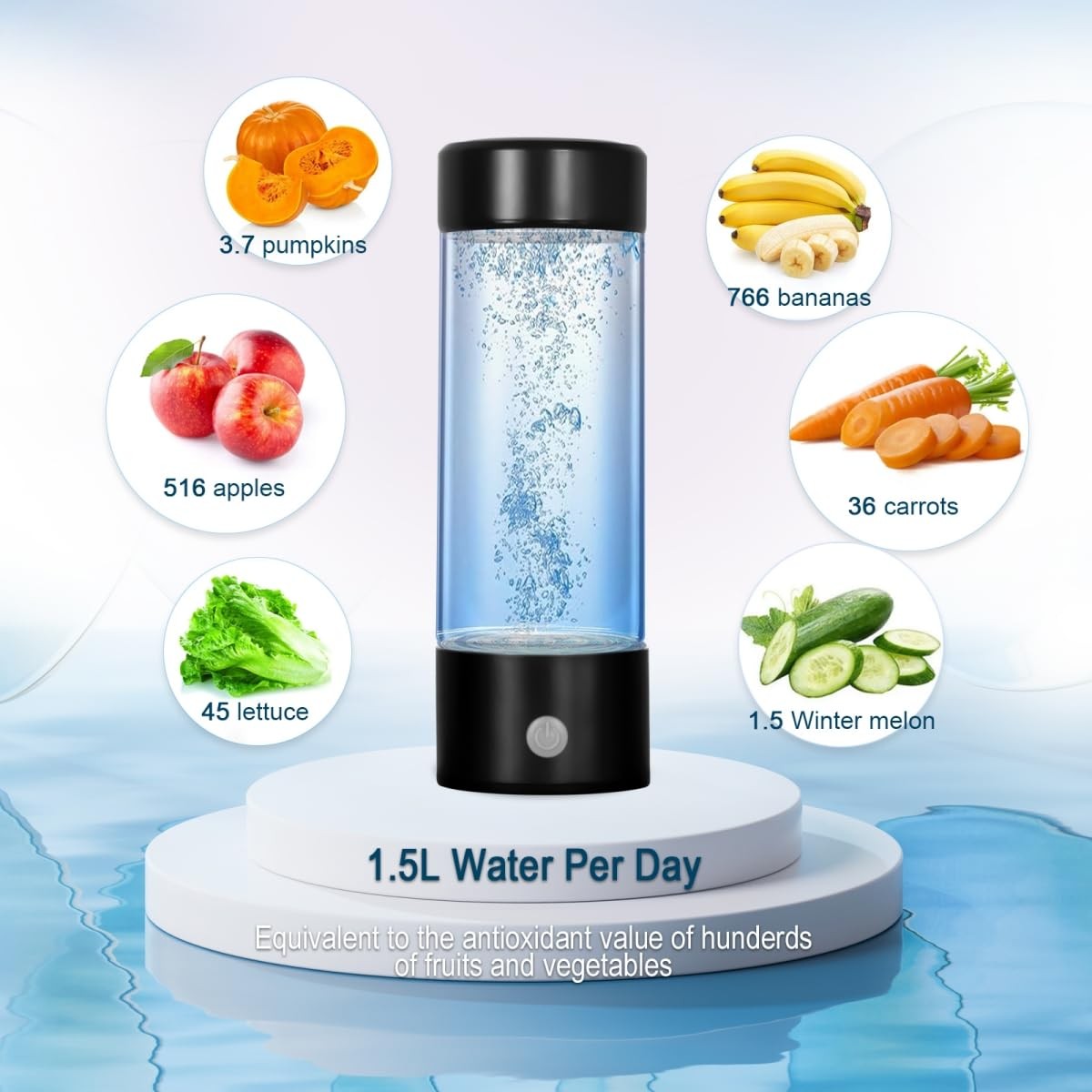 Hydrogen Water Bottle,Portable Generator Machine, Black
